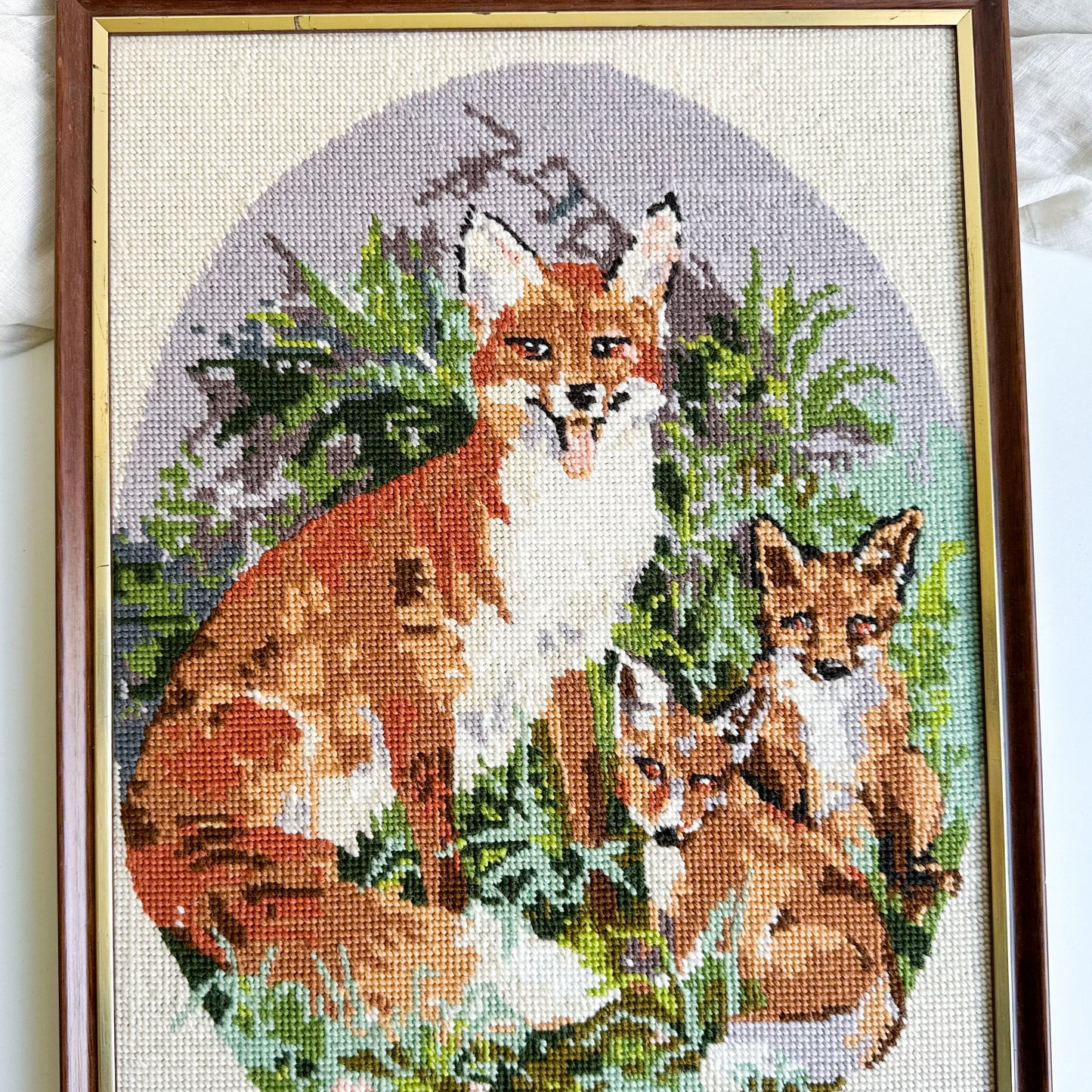 Framed Fox Needlepoint