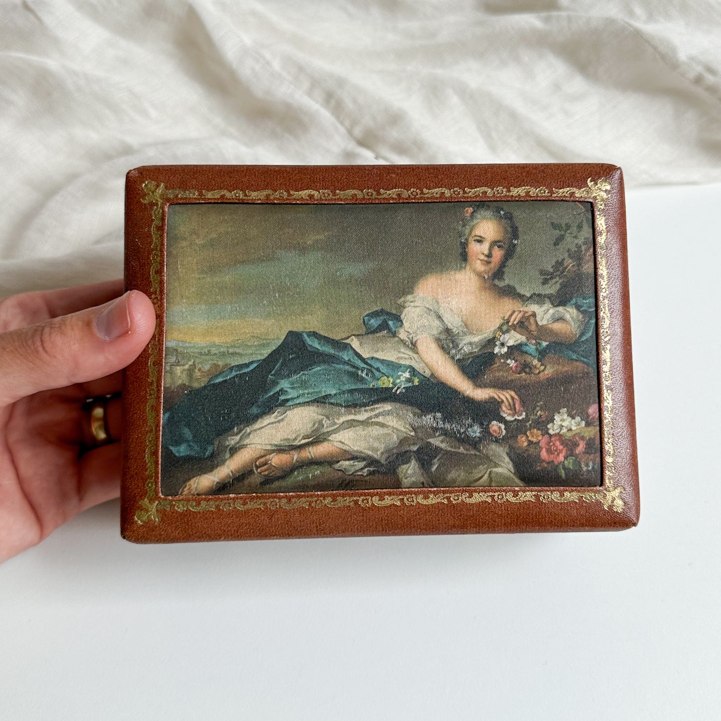 Leather Jewellery Box with Silk Print