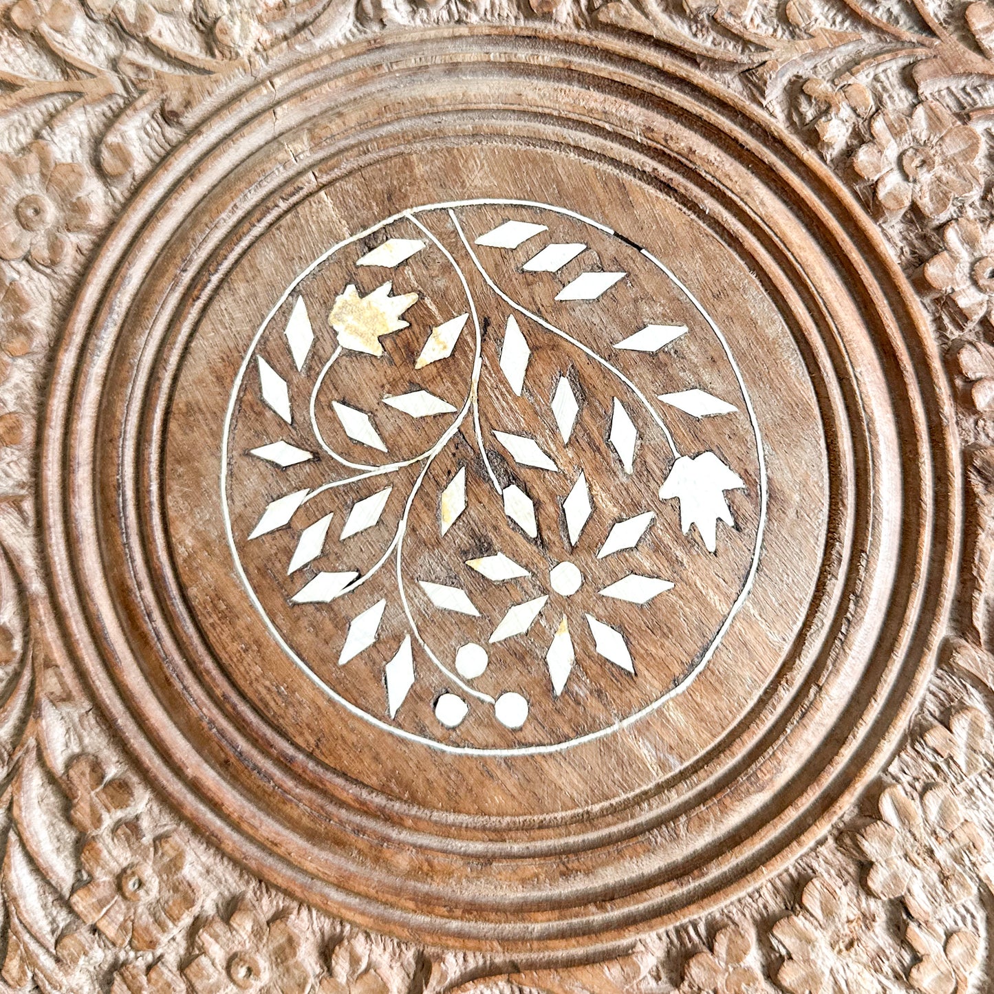 Hand Carved Wooden Plant Stand