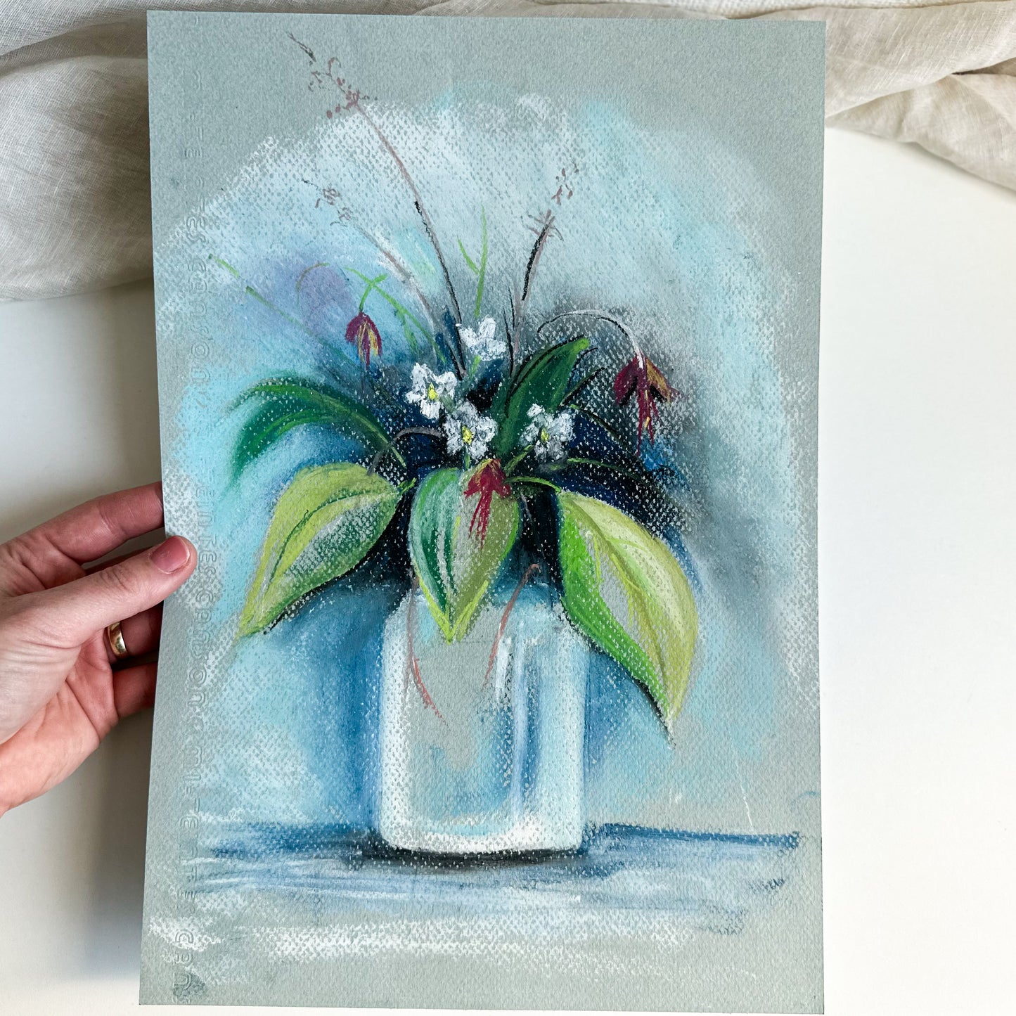 Unframed Oil Pastel - Flowers