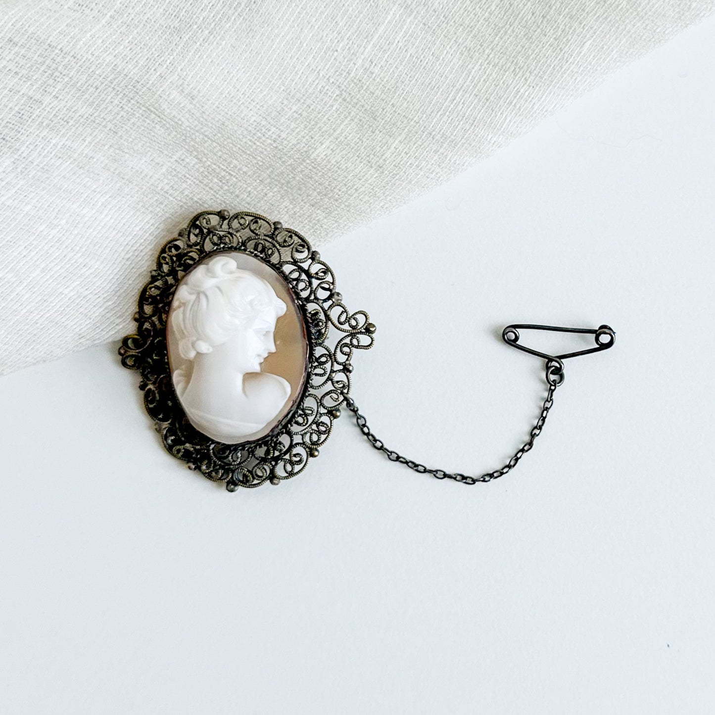 Art Deco Shell Cameo Brooch