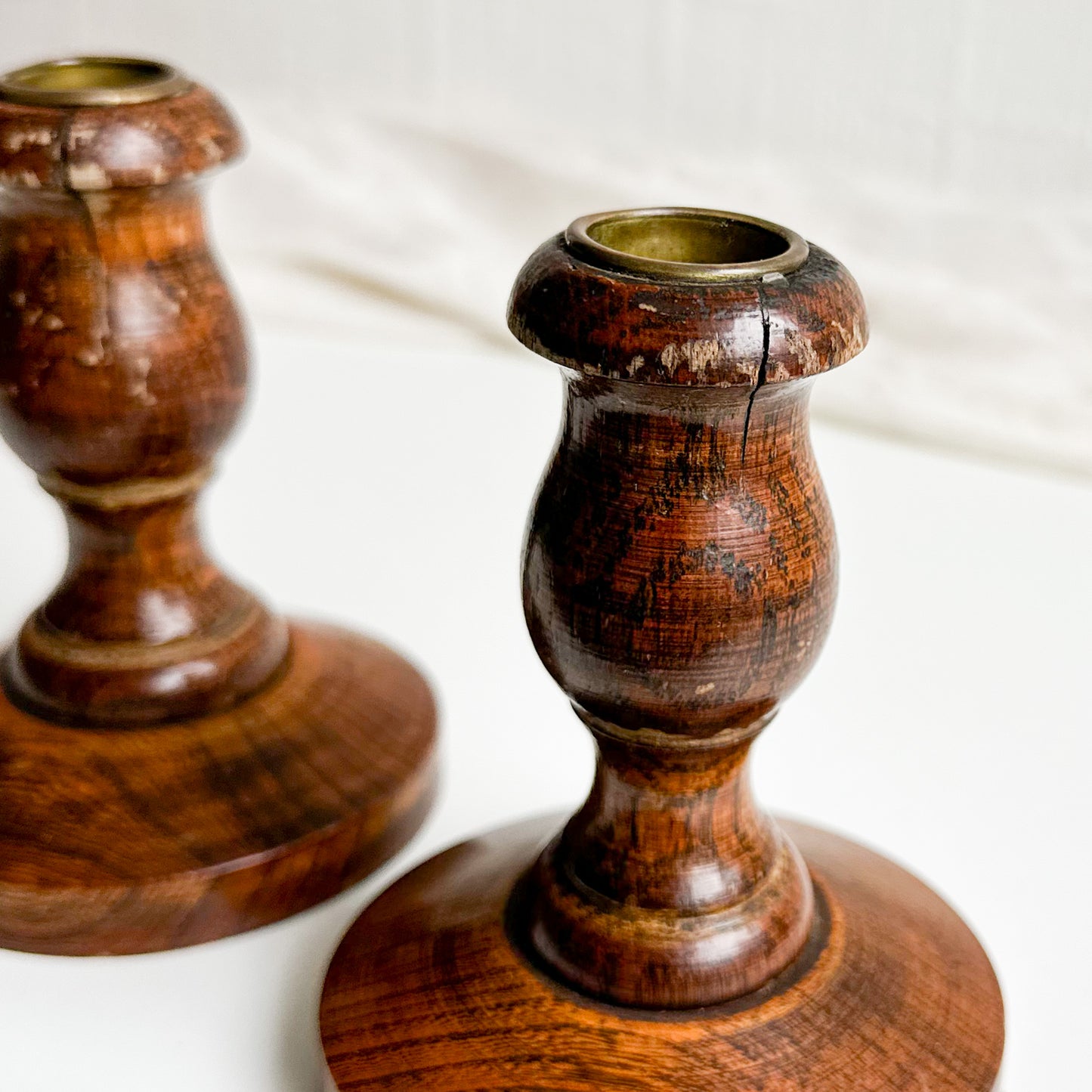 Pair of Wooden Candle Holders