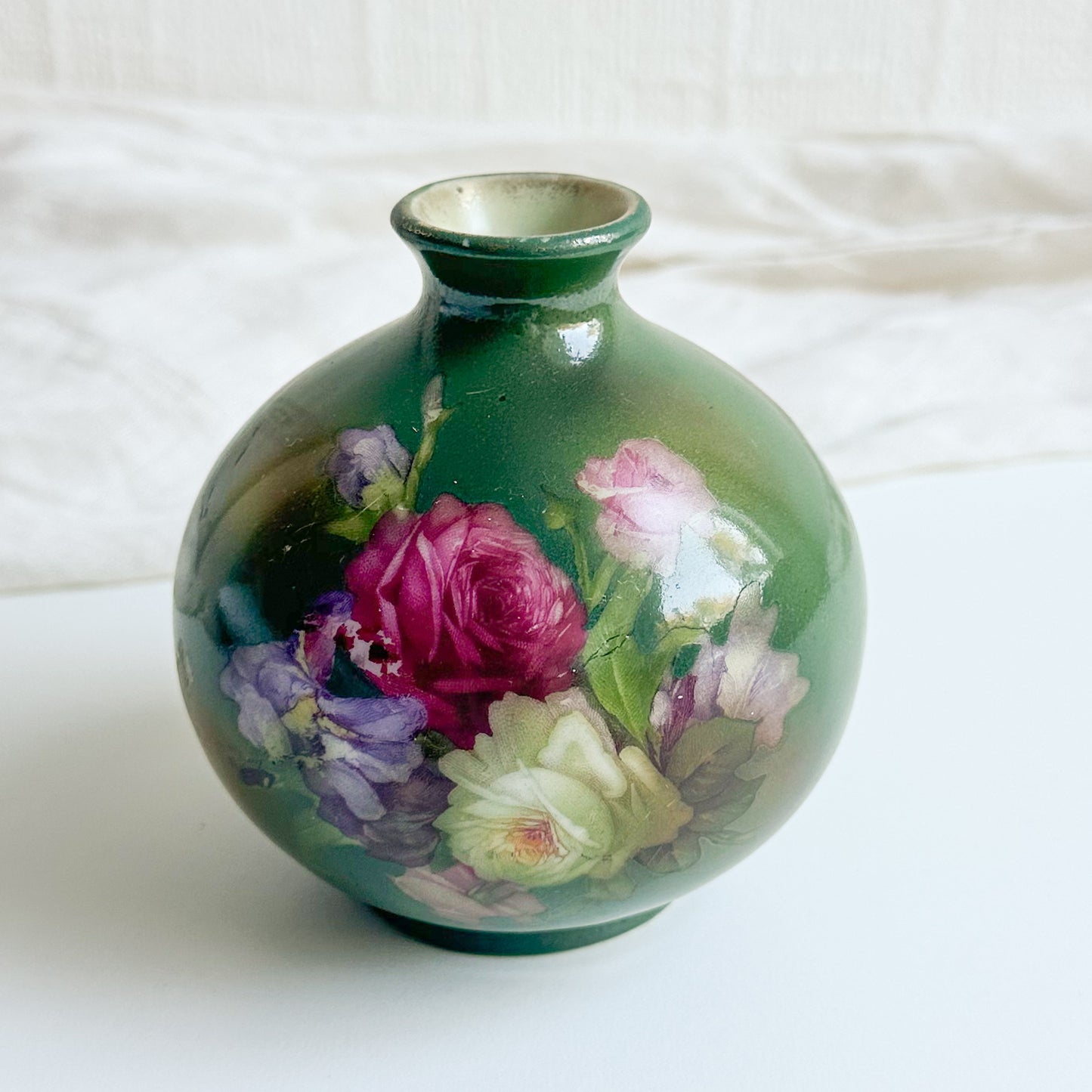 Antique Ball Shaped Green Vase