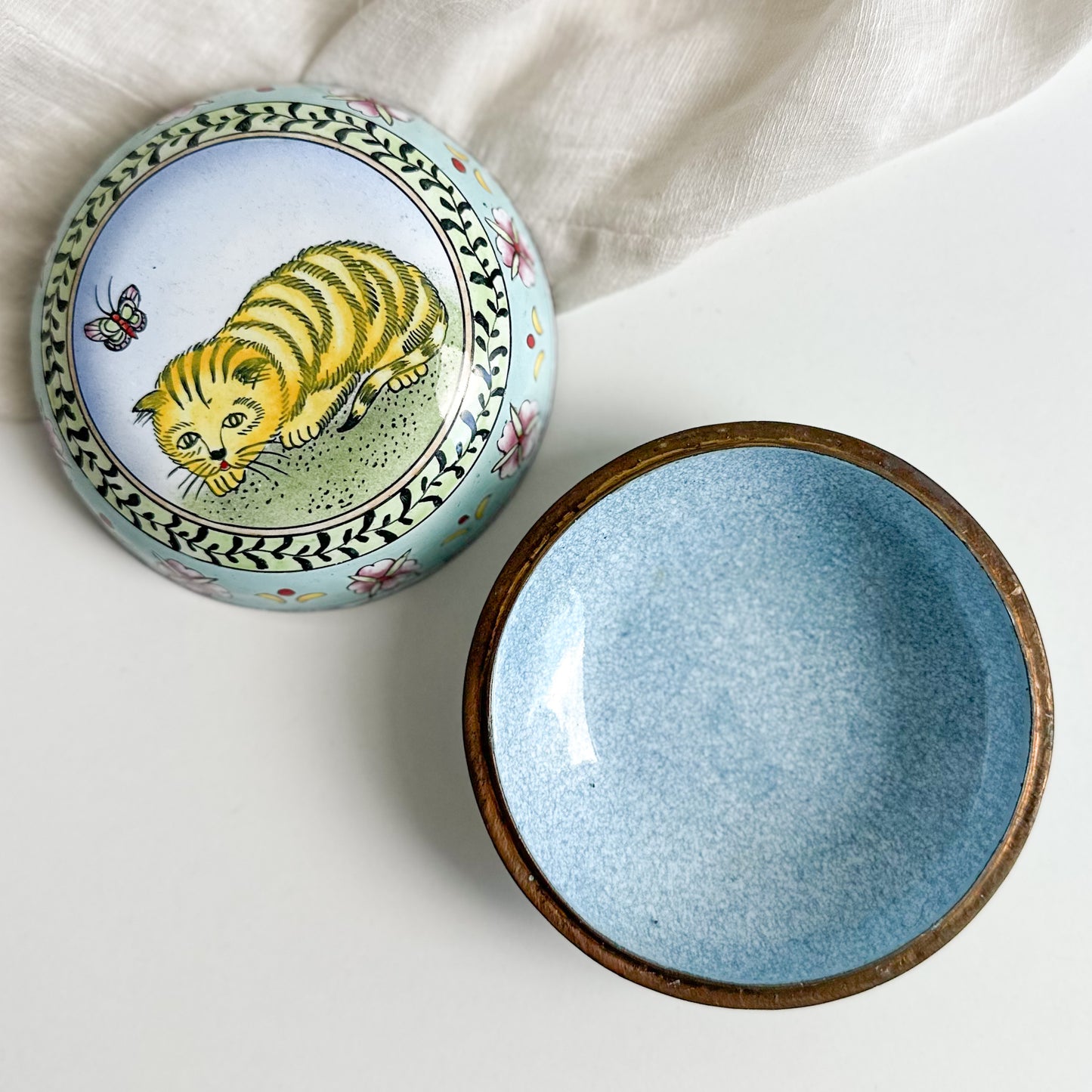 Enamelled Brass Lidded Box