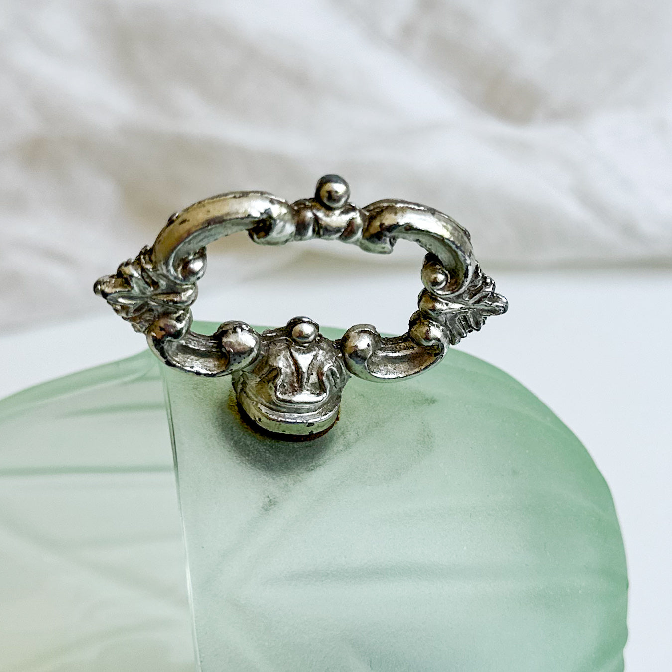 Green Frosted Glass Salt Cellar