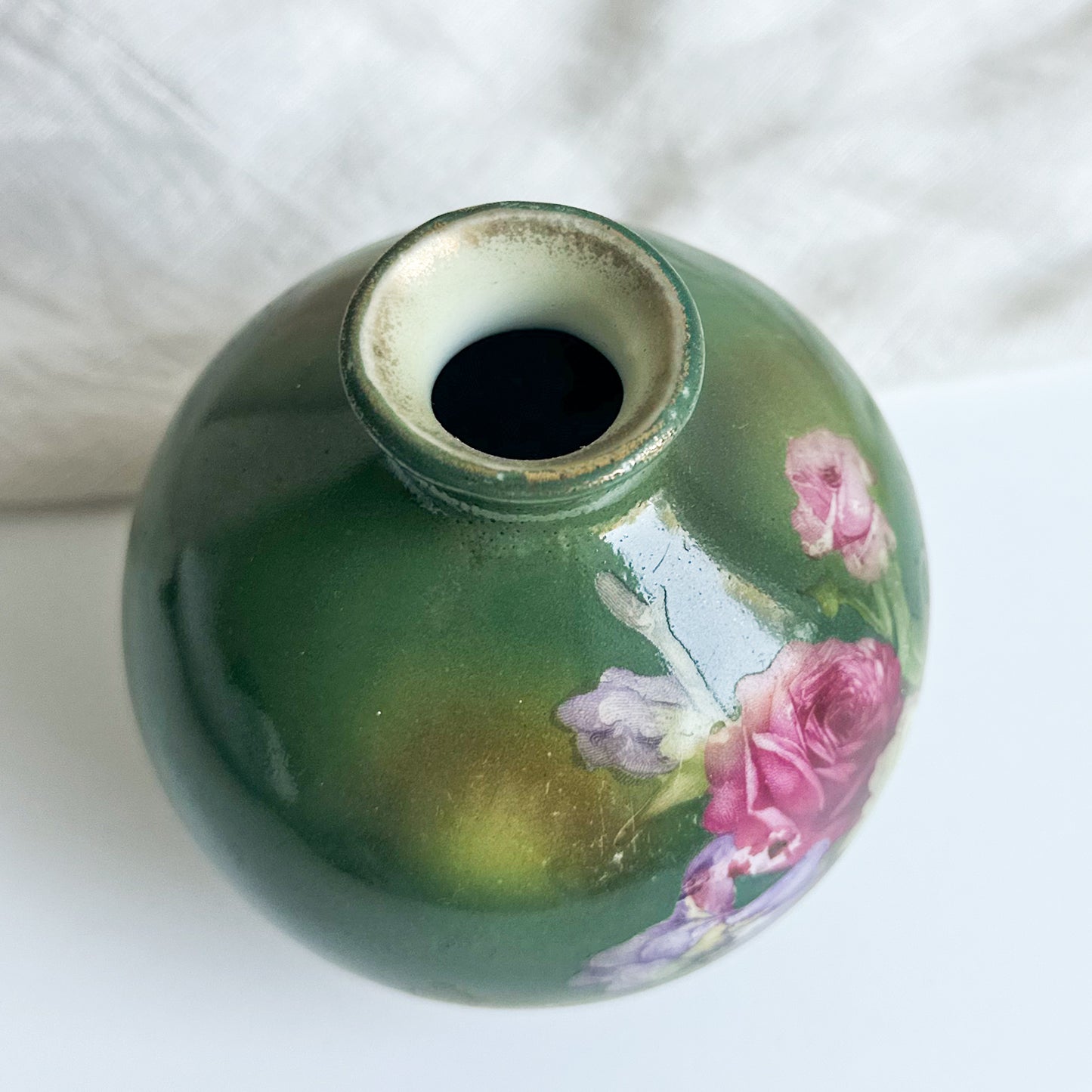 Antique Ball Shaped Green Vase