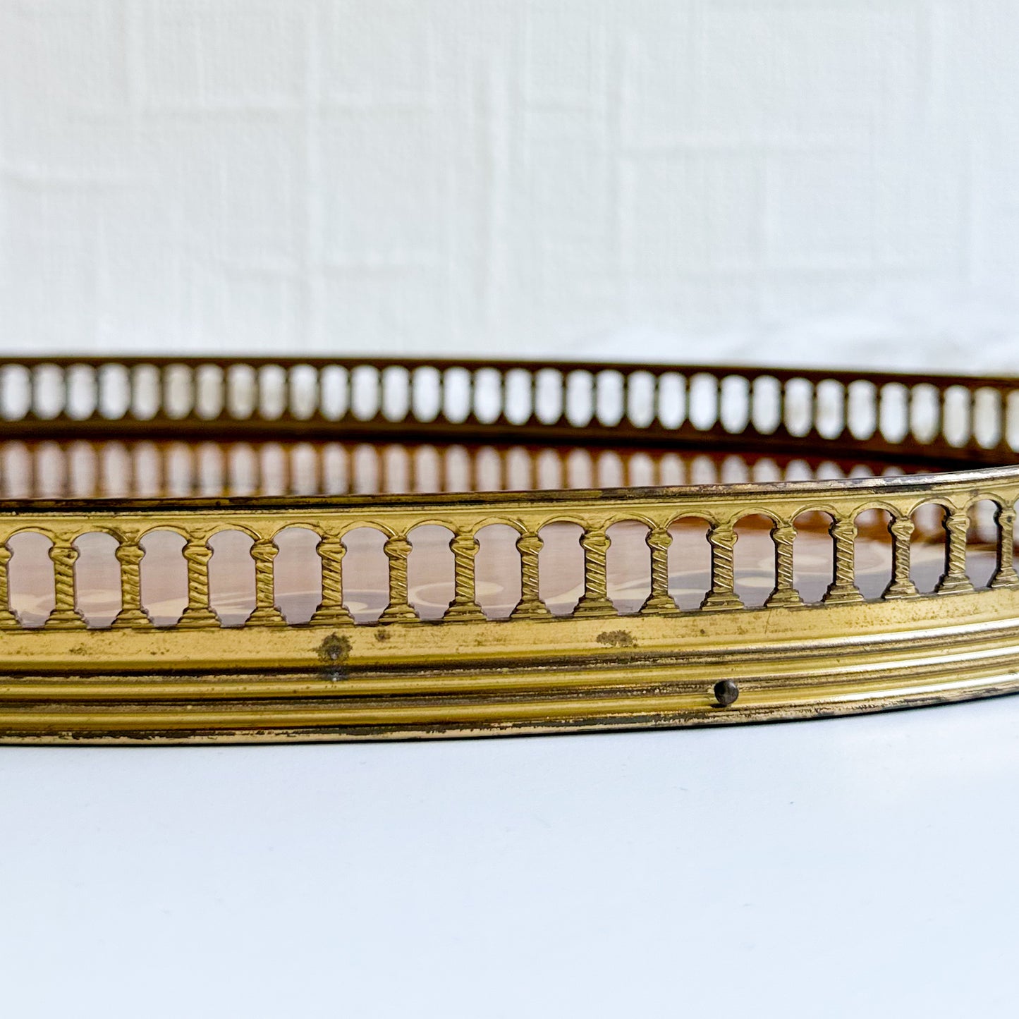 Marquetry Tray with Brass Edge