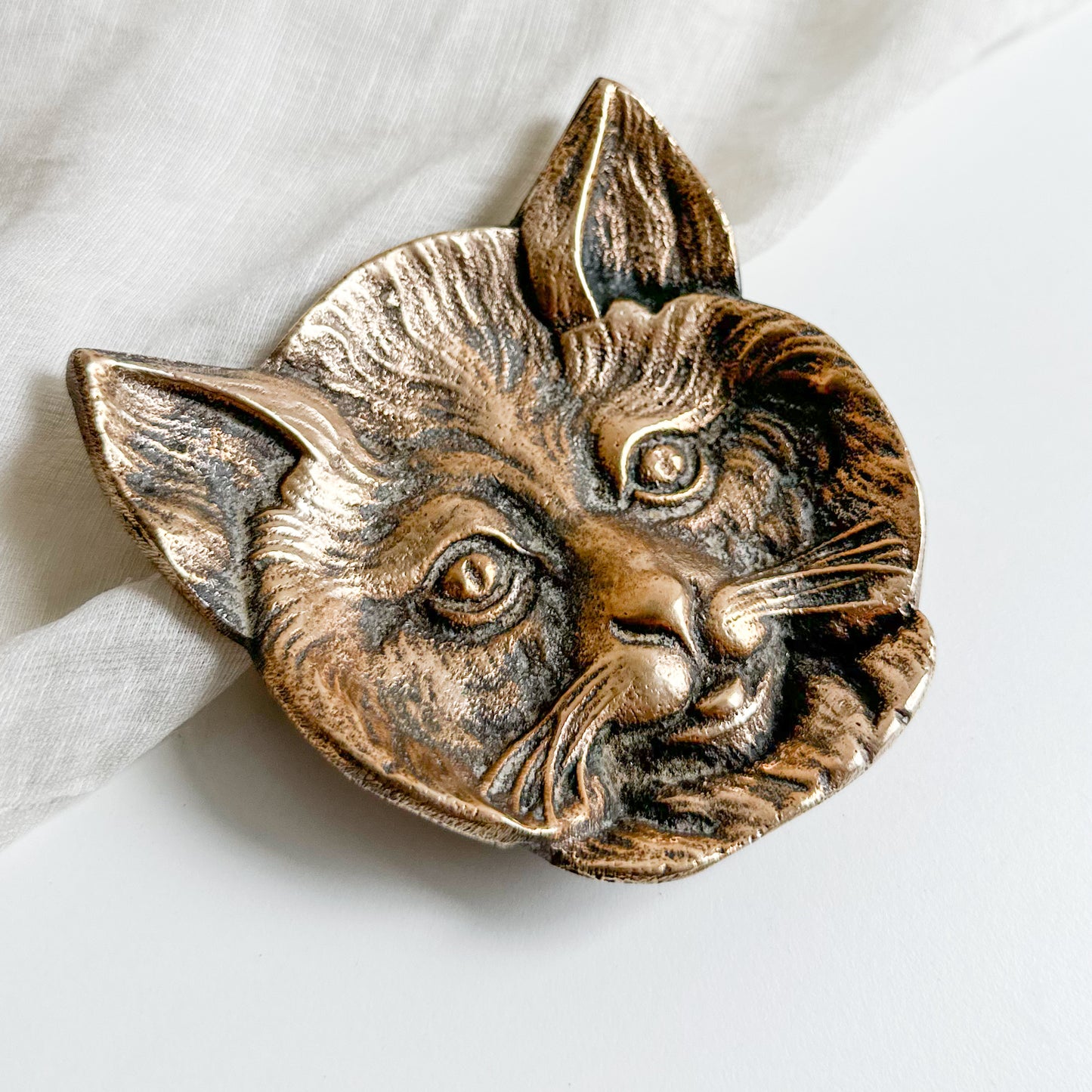 Cat Face Bronze Dish