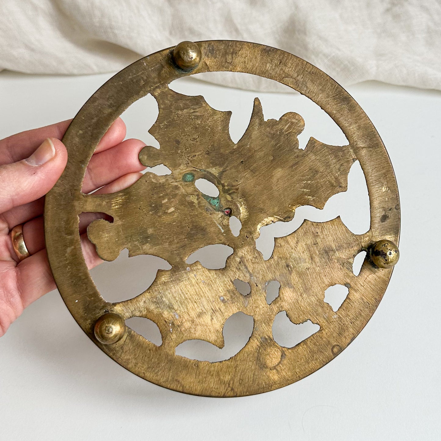 Brass Holly Trivet