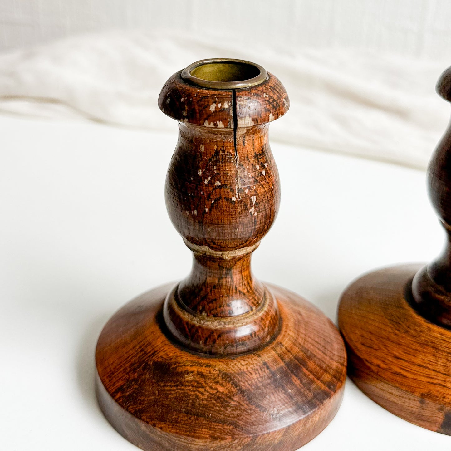 Pair of Wooden Candle Holders
