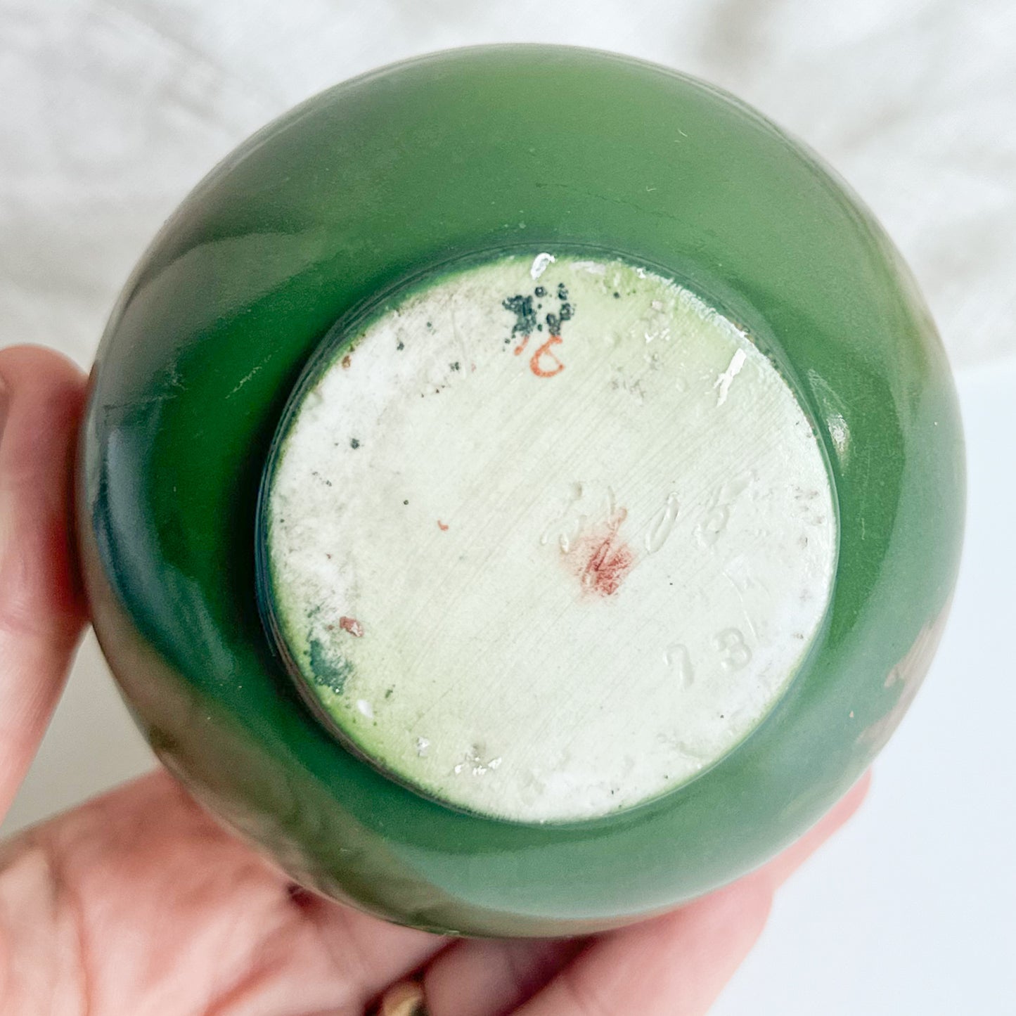 Antique Ball Shaped Green Vase