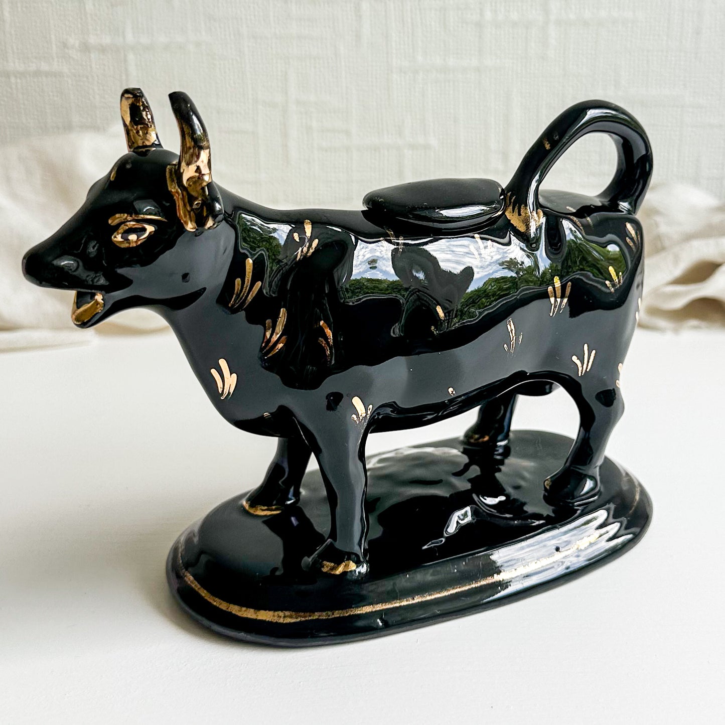 Victorian Jackfield Black Cow Creamer