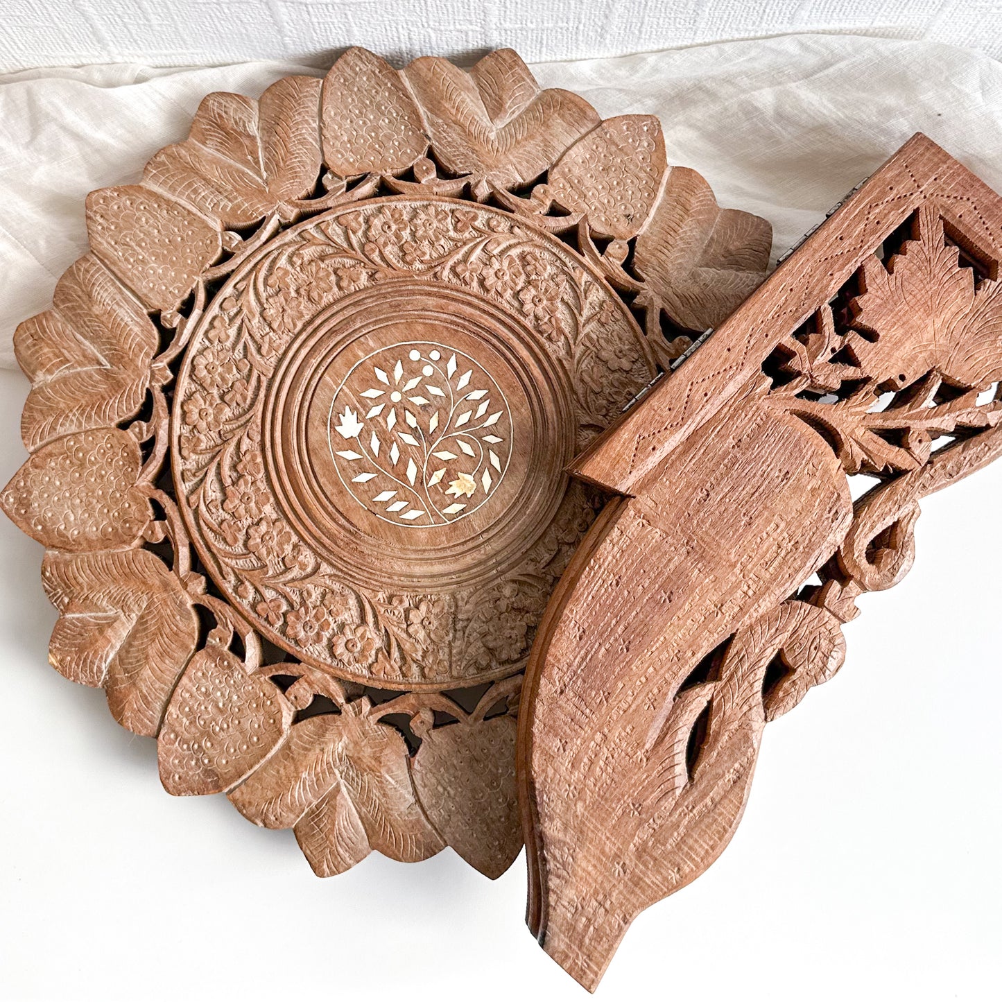 Hand Carved Wooden Plant Stand