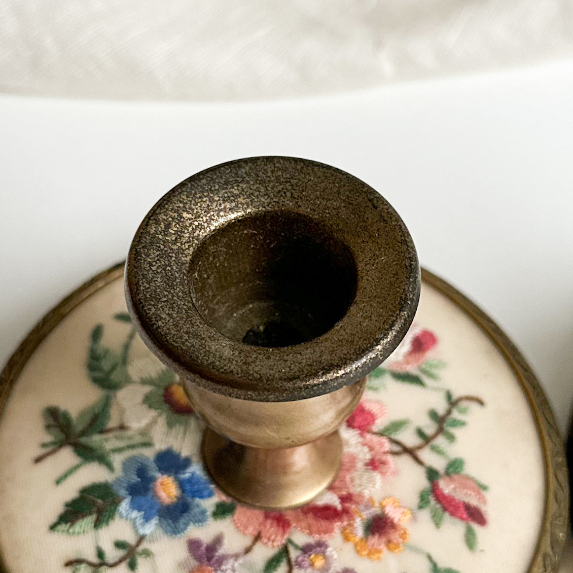 Pair of Candle Holders with Embroidery