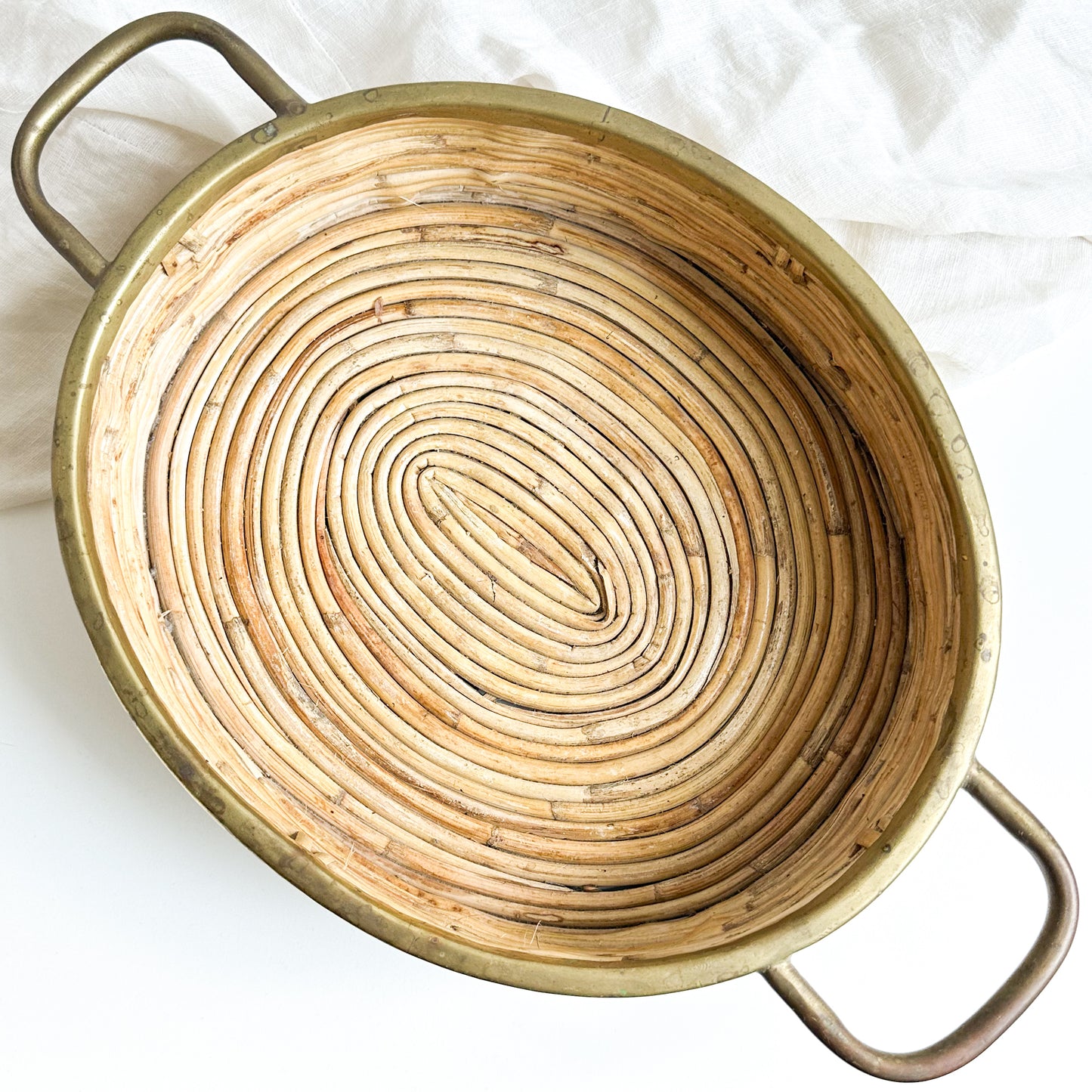 Italian Bamboo and Brass Basket