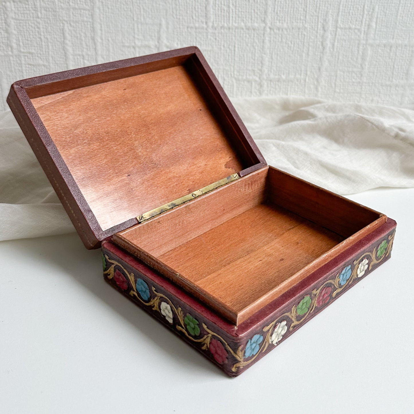 Leather Jewellery Box with Silk Print