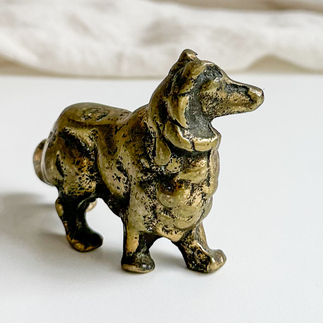 Brass Collie Dog Figurine