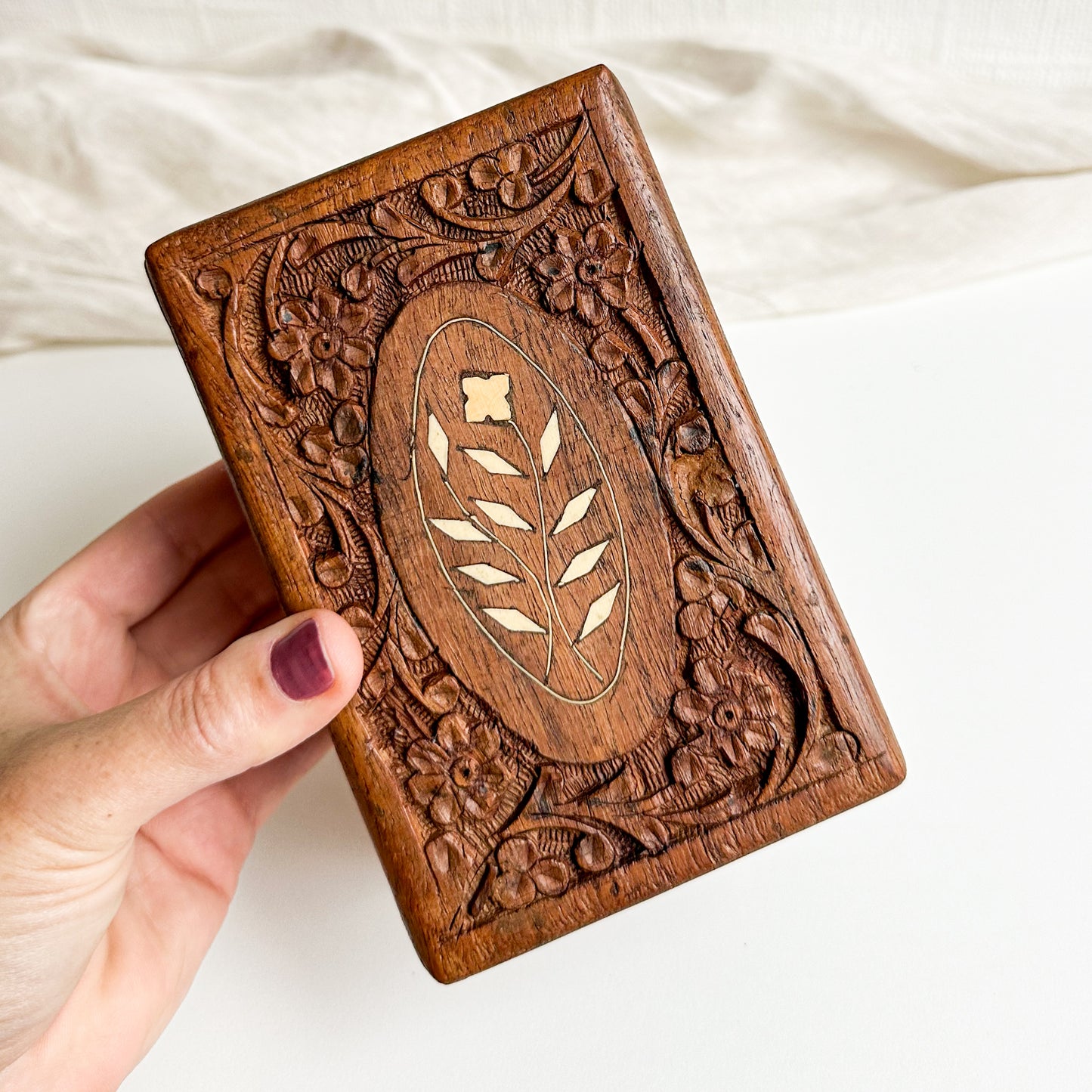 Hand Carved Inlay Box