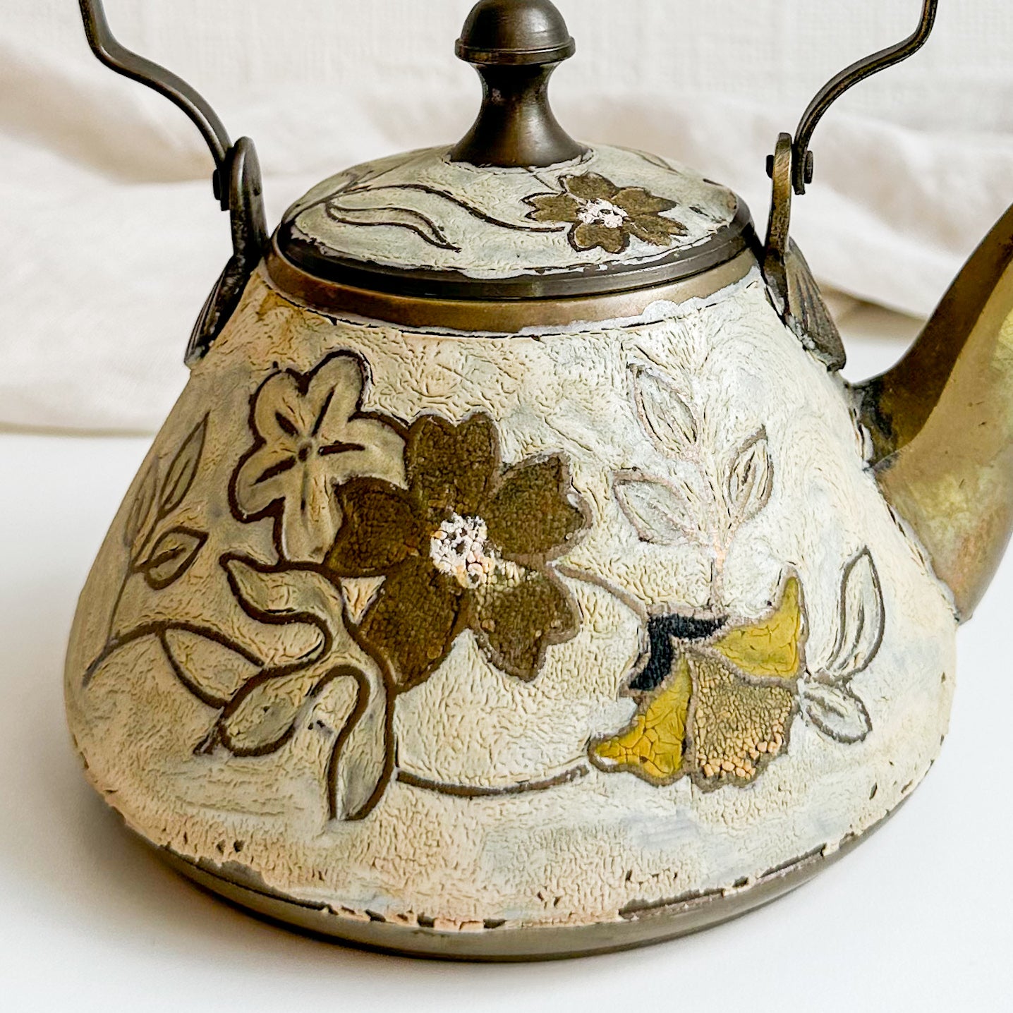 Enamelled Brass Teapot / Kettle