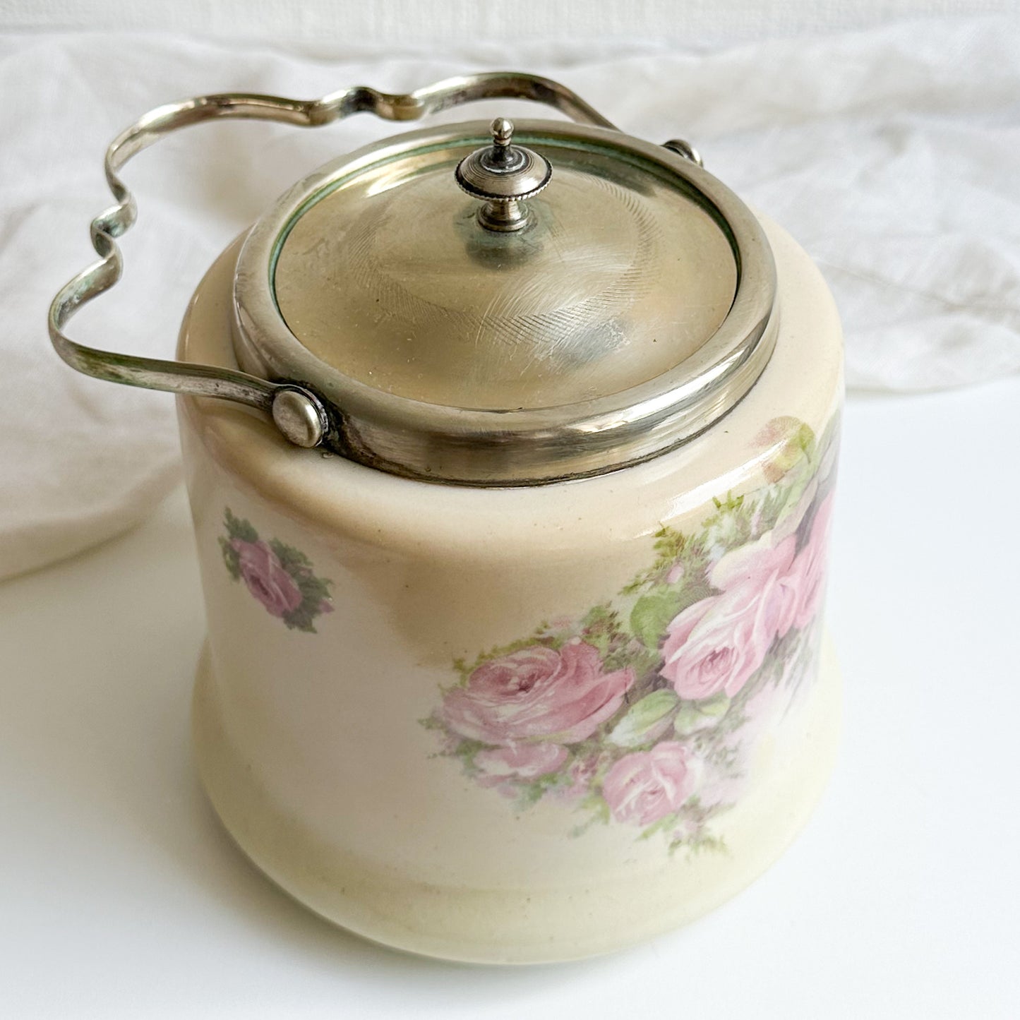 Antique Floral Biscuit Barrel