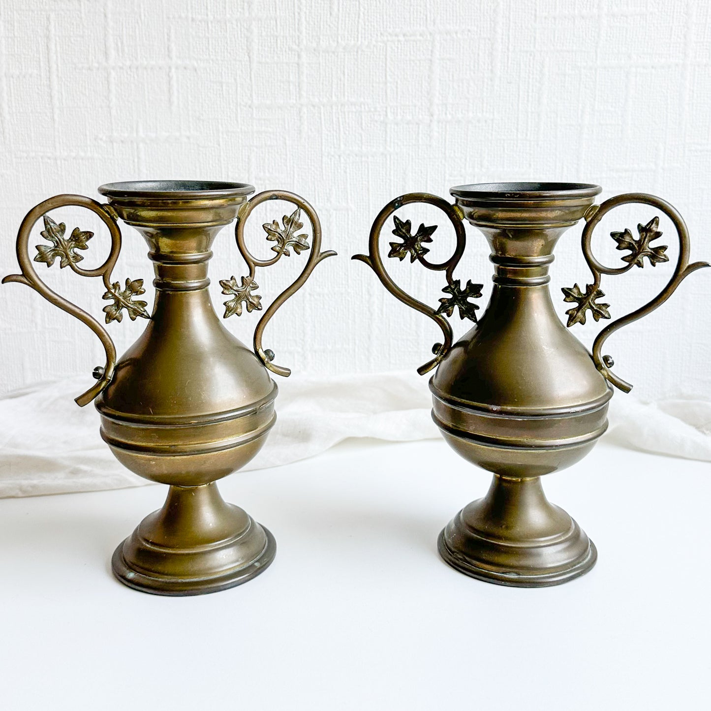 Brass Vase with Leaf Handles