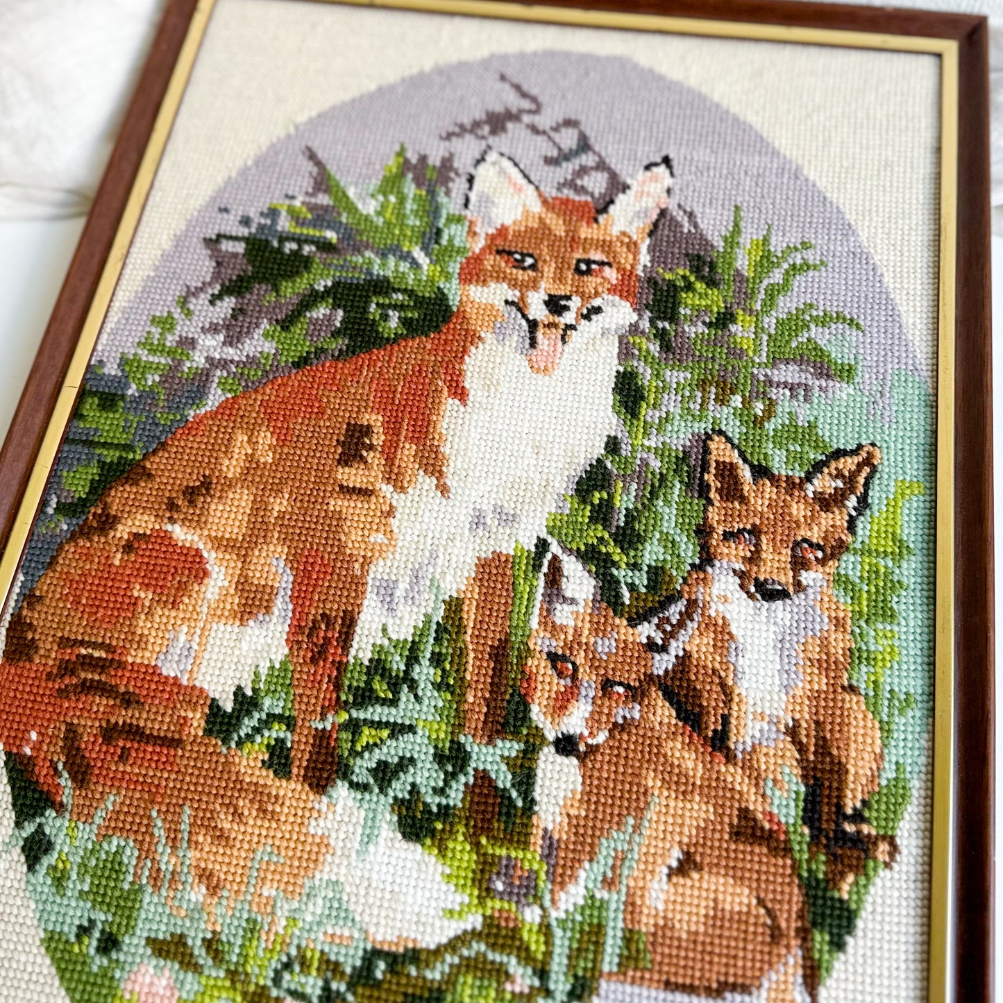 Framed Fox Needlepoint
