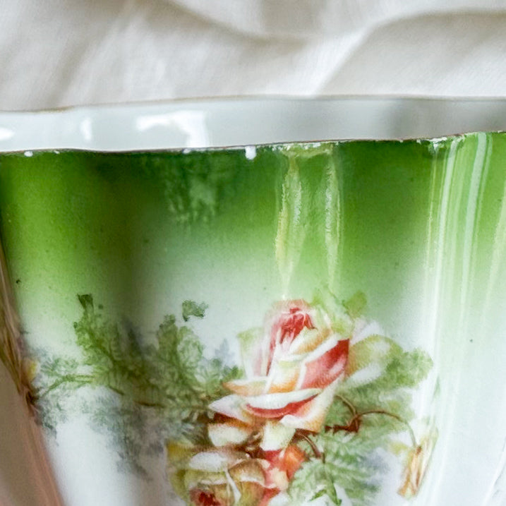 Antique Tea Trio with Rose Pattern