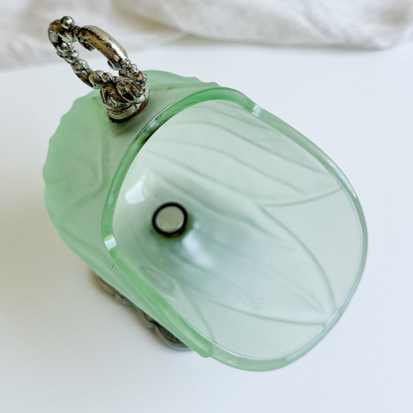 Green Frosted Glass Salt Cellar