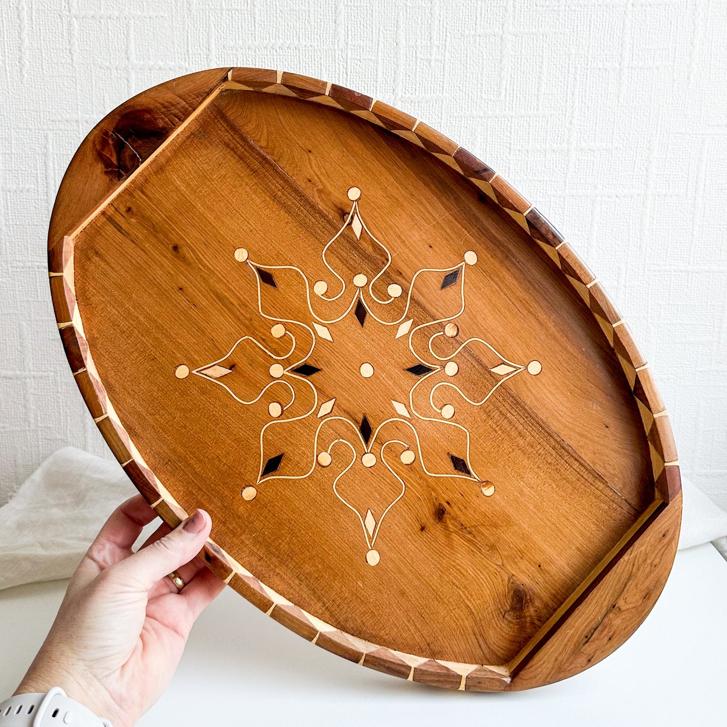 Wooden Tray with Inlay Design