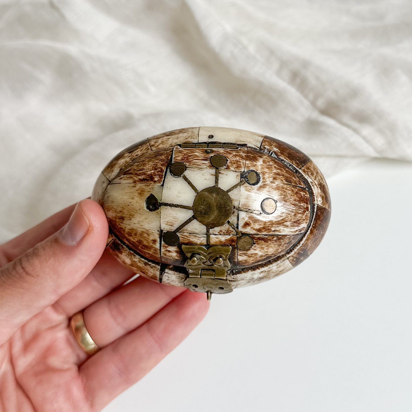 Horn Bone and Brass Small Box