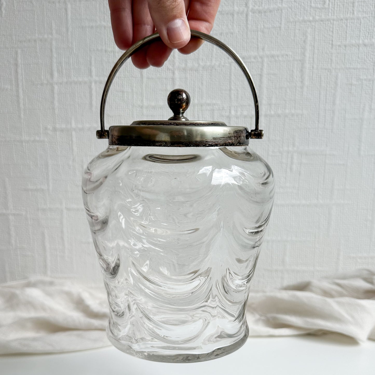 Glass Biscuit Barrel with Ornate Lid