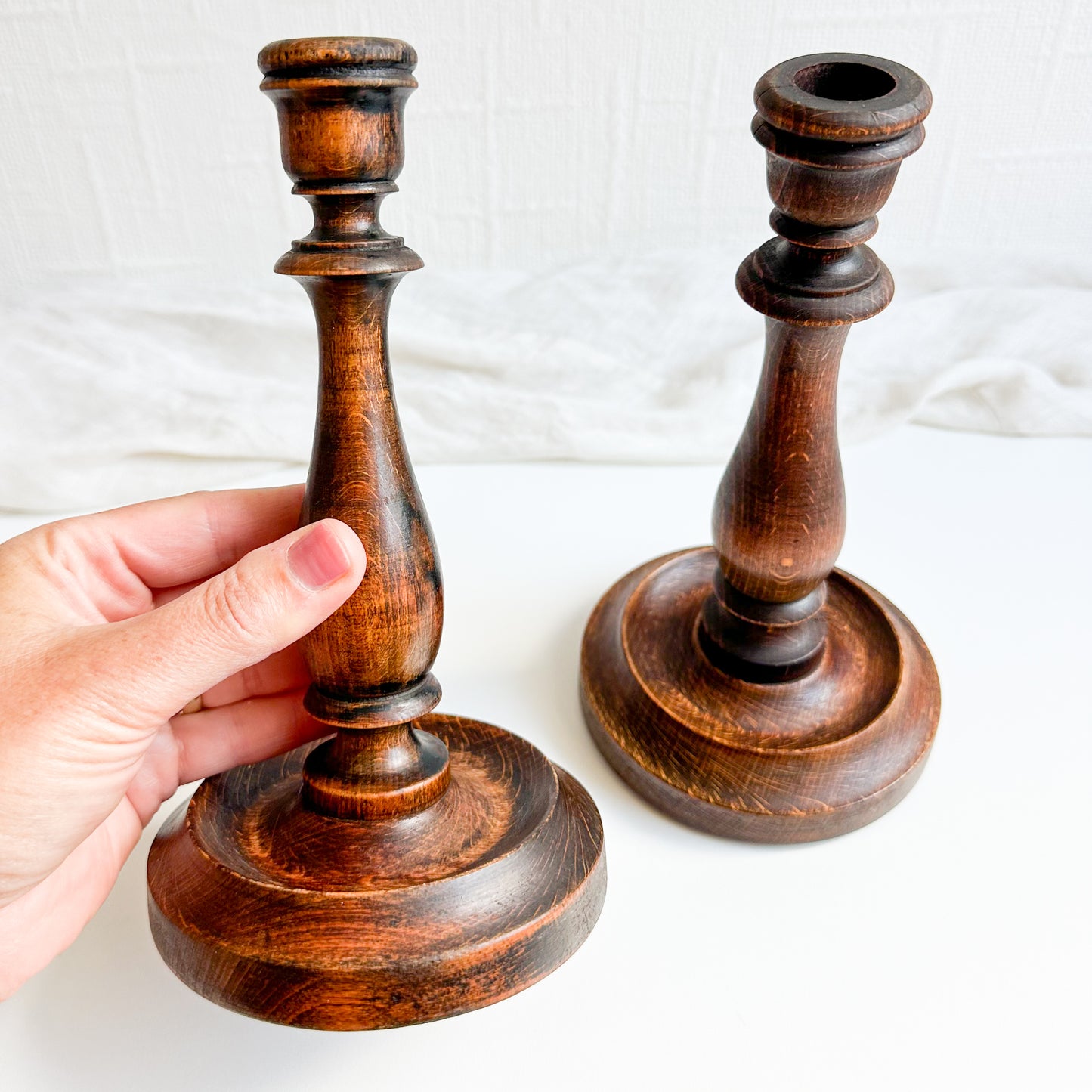 Pair of Wooden Candlesticks