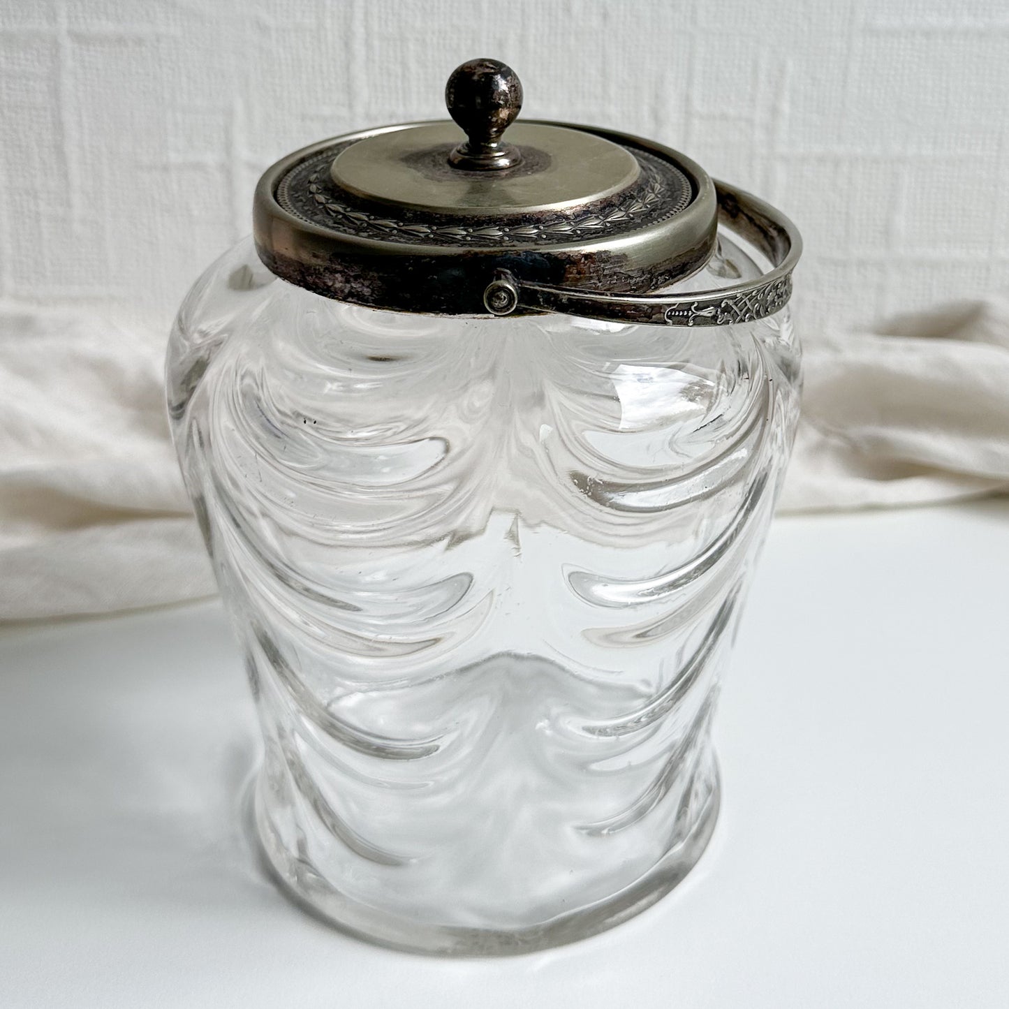 Glass Biscuit Barrel with Ornate Lid