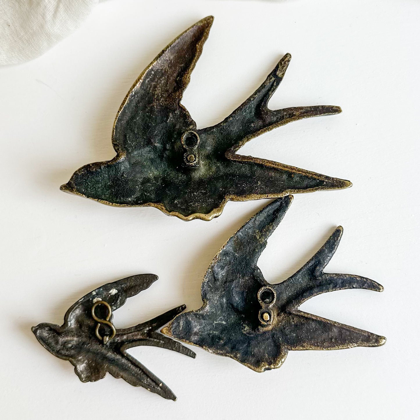 Set of 3 Brass Swallows