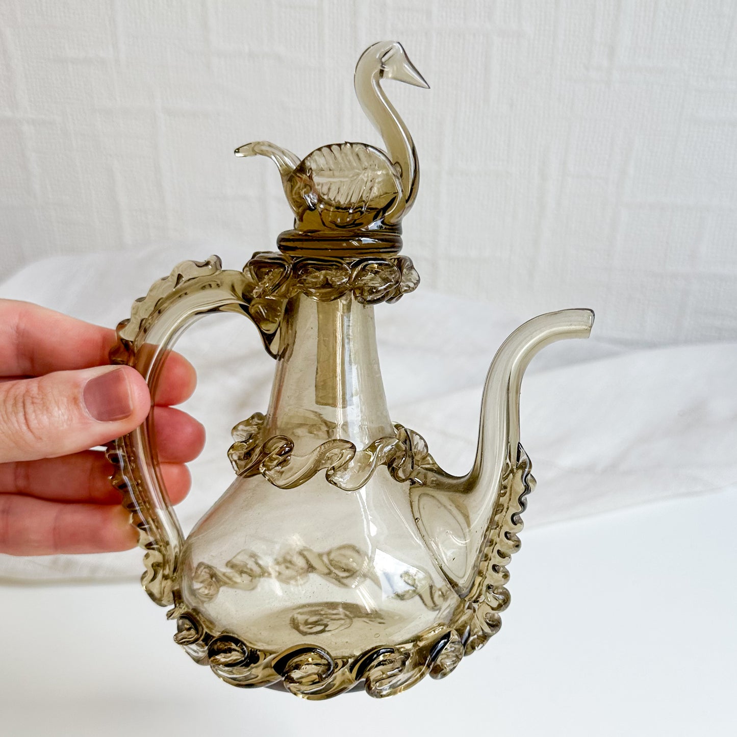 Glass Bottle with Swan Stopper