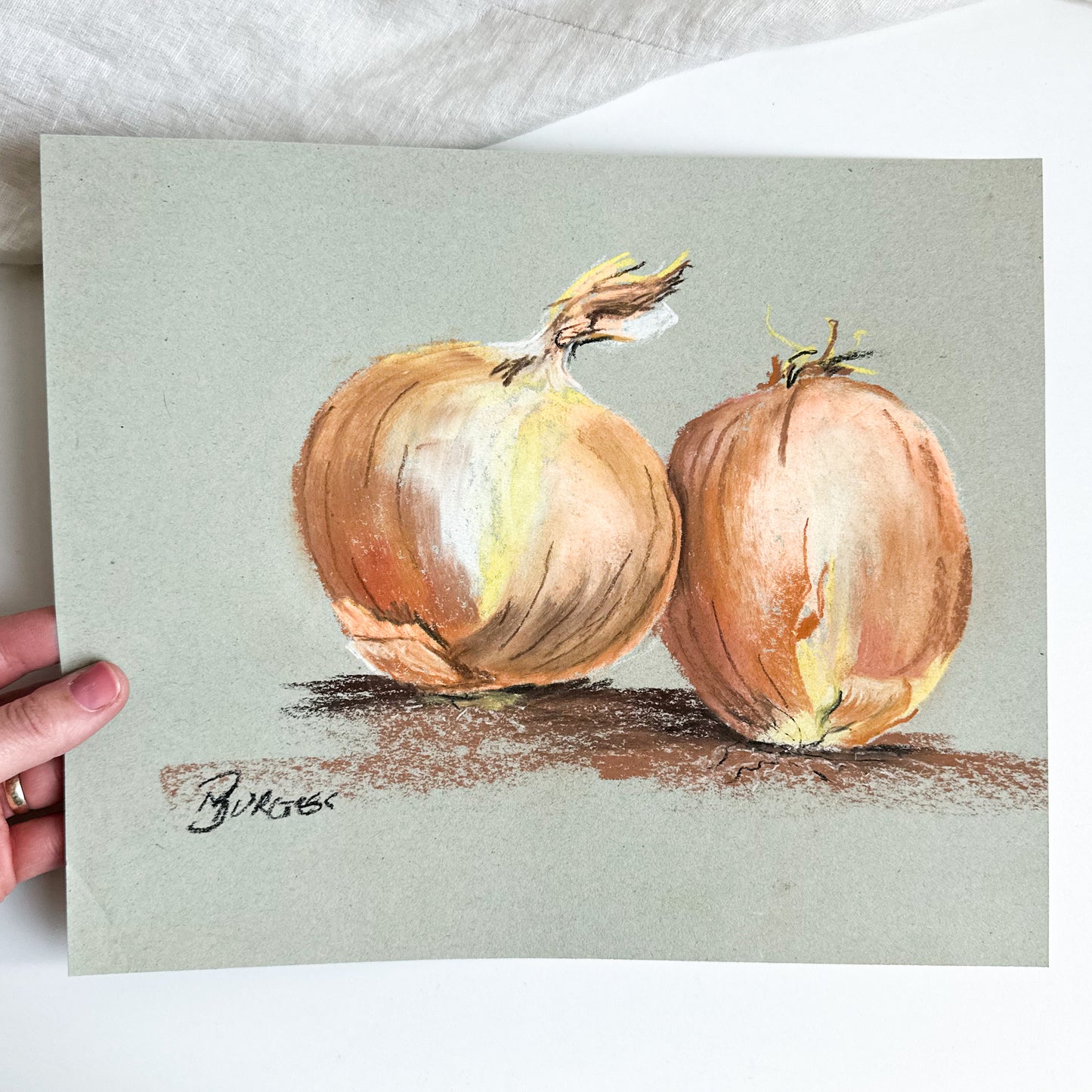 Unframed Oil Pastel - Onions