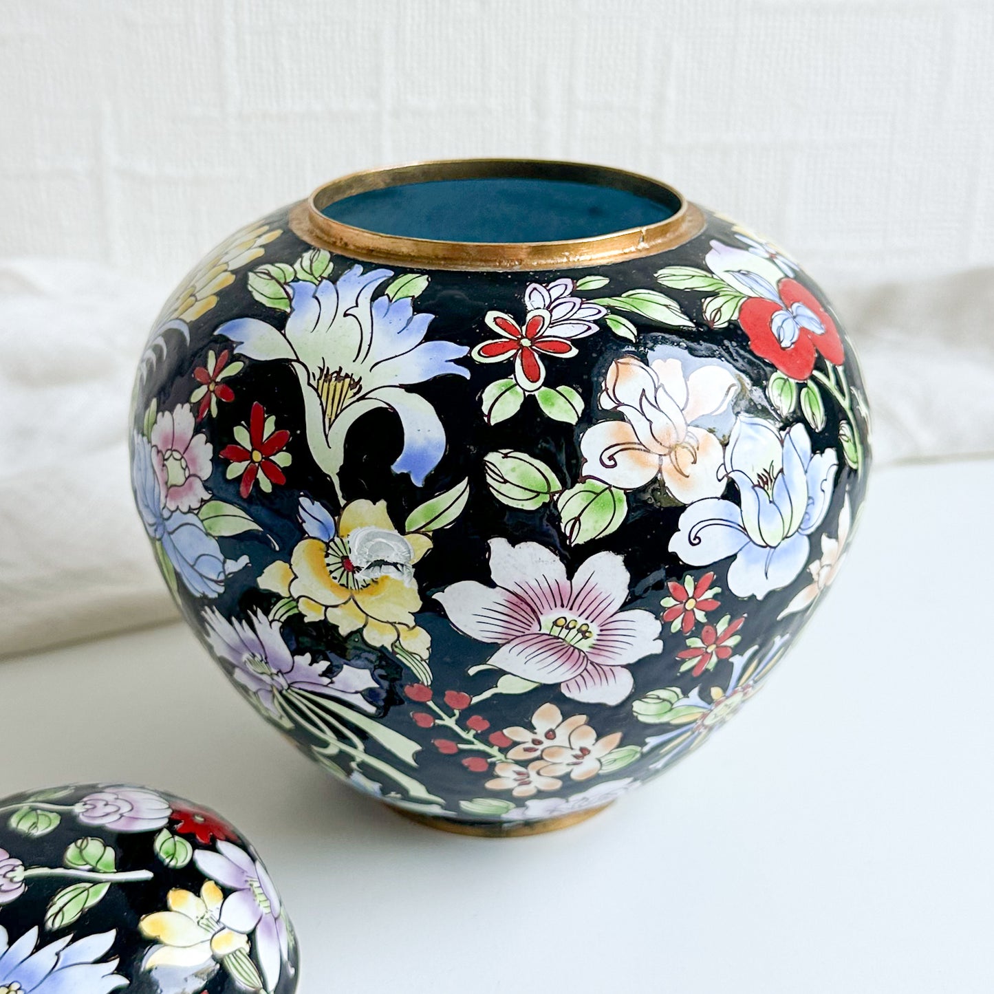 Enamelled Brass Ginger Jar