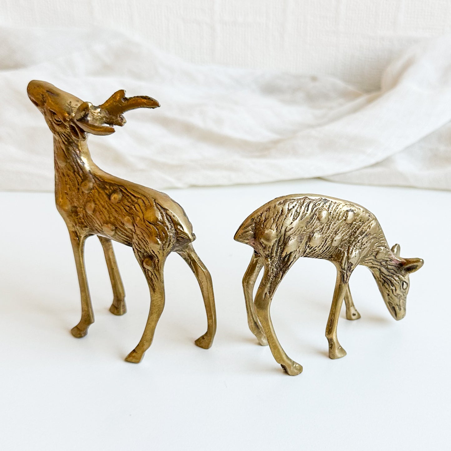 Pair of Small Brass Deers