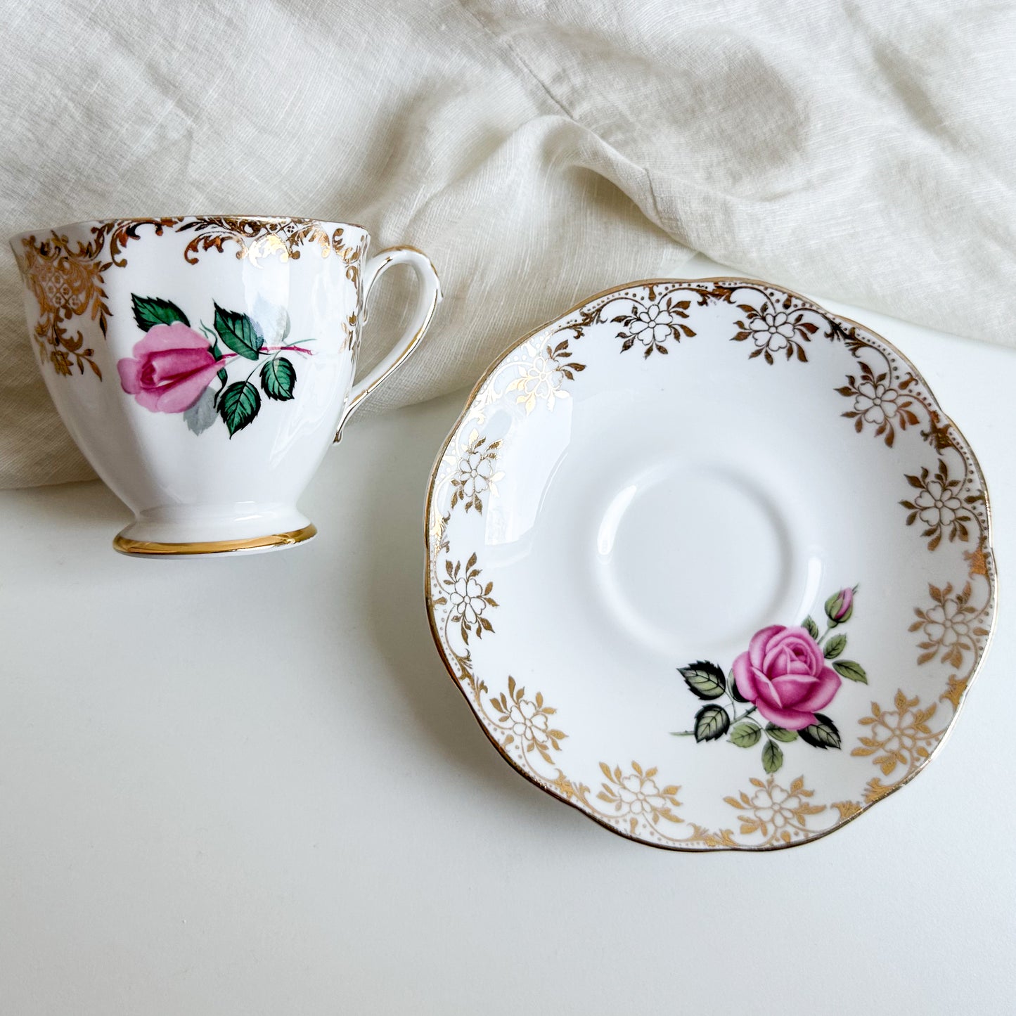 Mismatched Teacup and Saucer