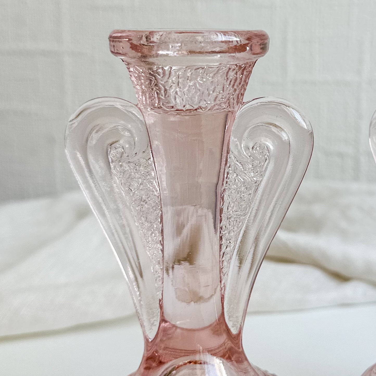 Pair of Pink Glass Candlesticks