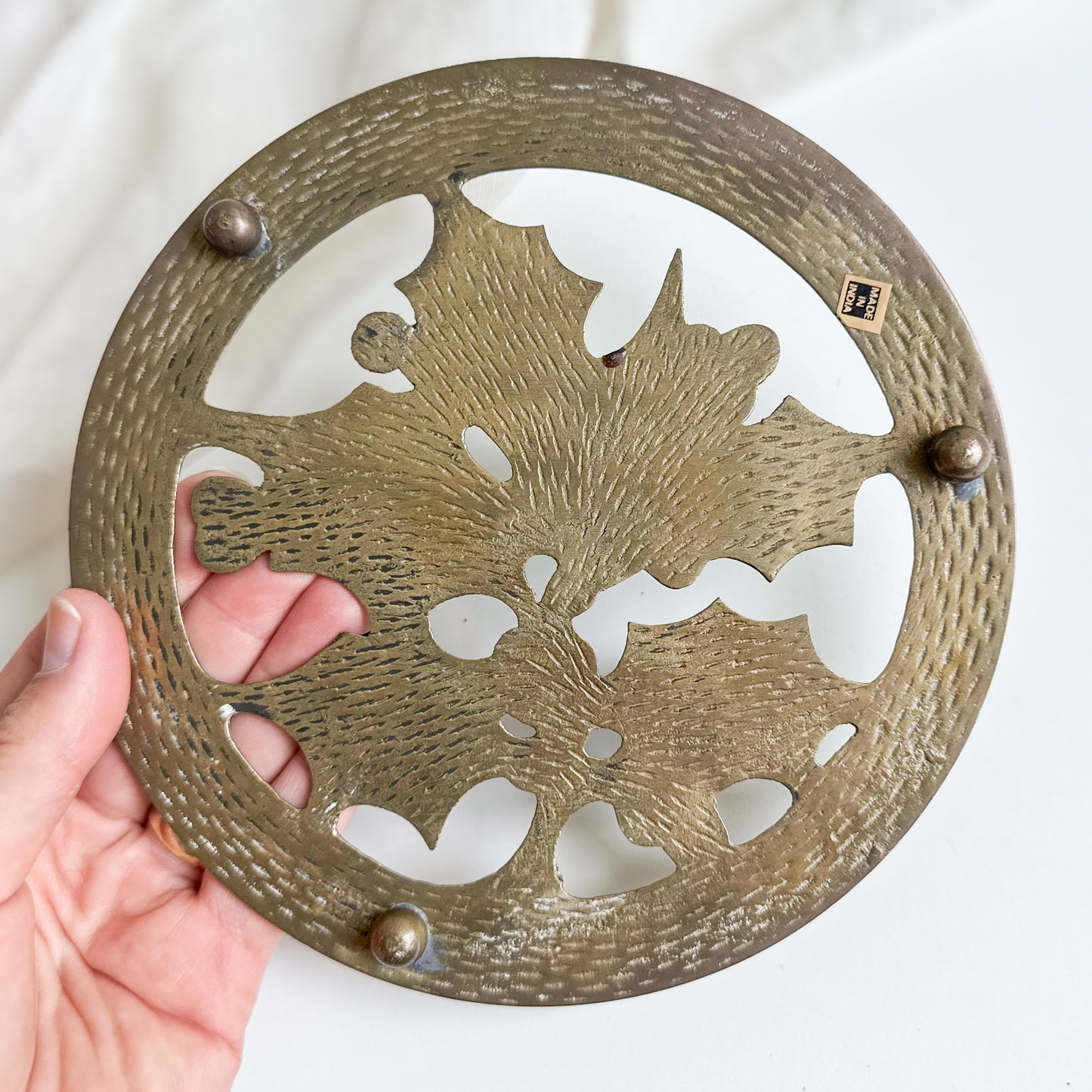 Brass Holly Trivet