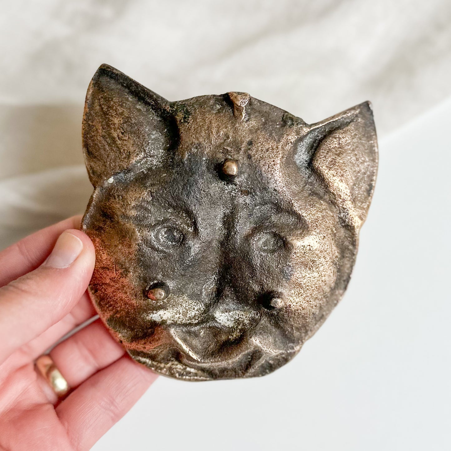 Cat Face Bronze Dish