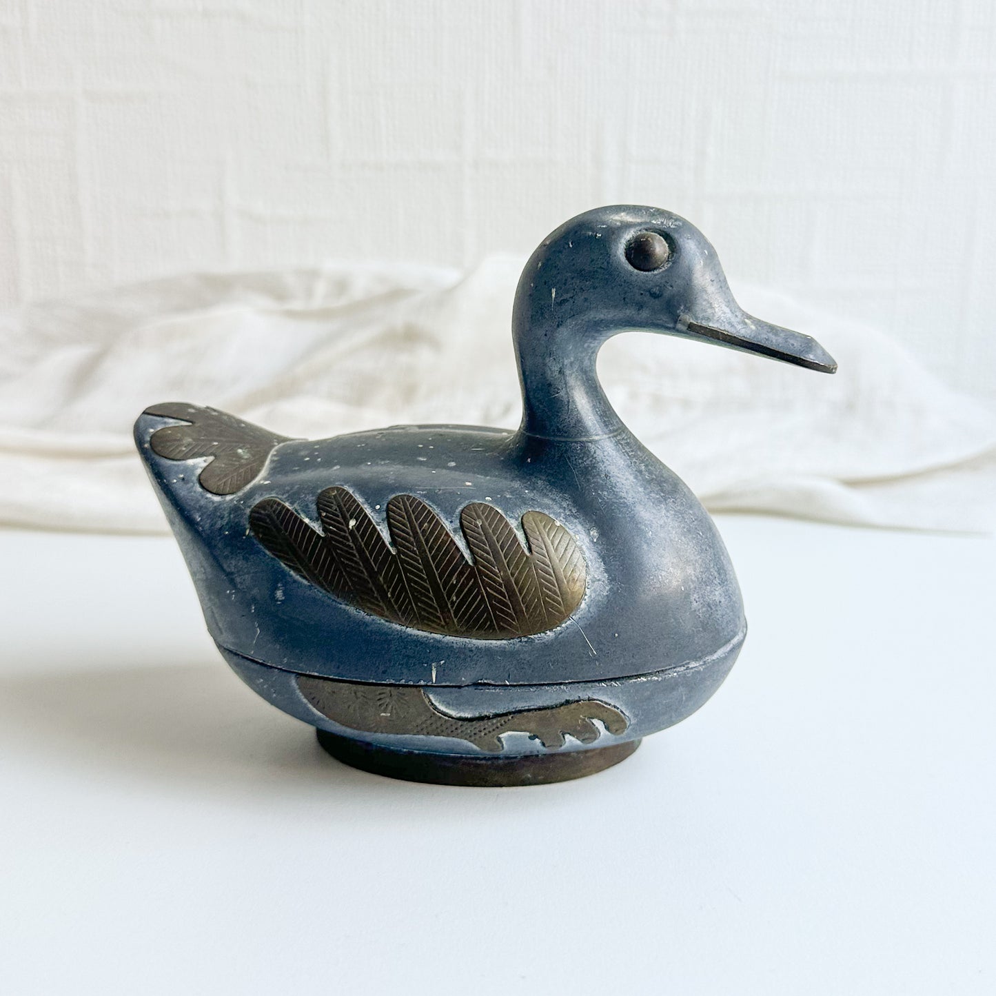 Duck Shaped Pewter Box