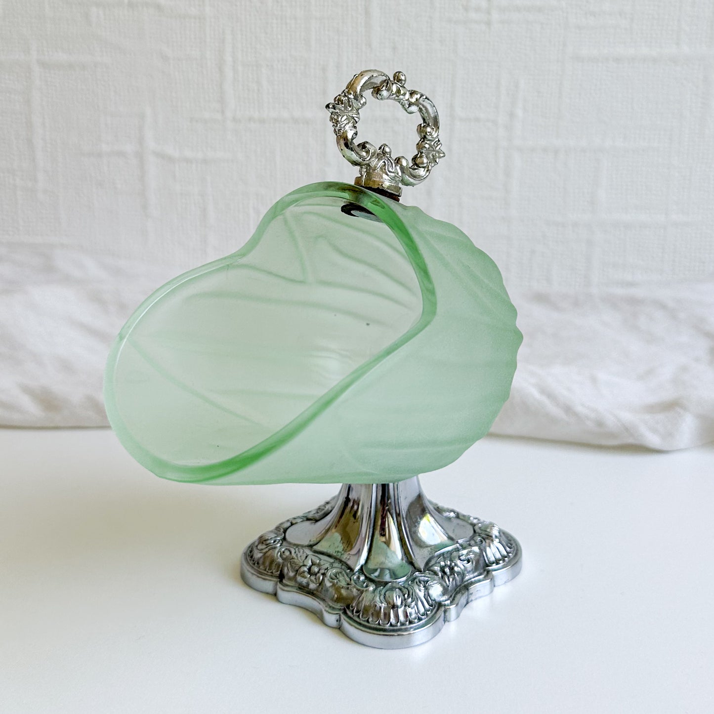 Green Frosted Glass Salt Cellar