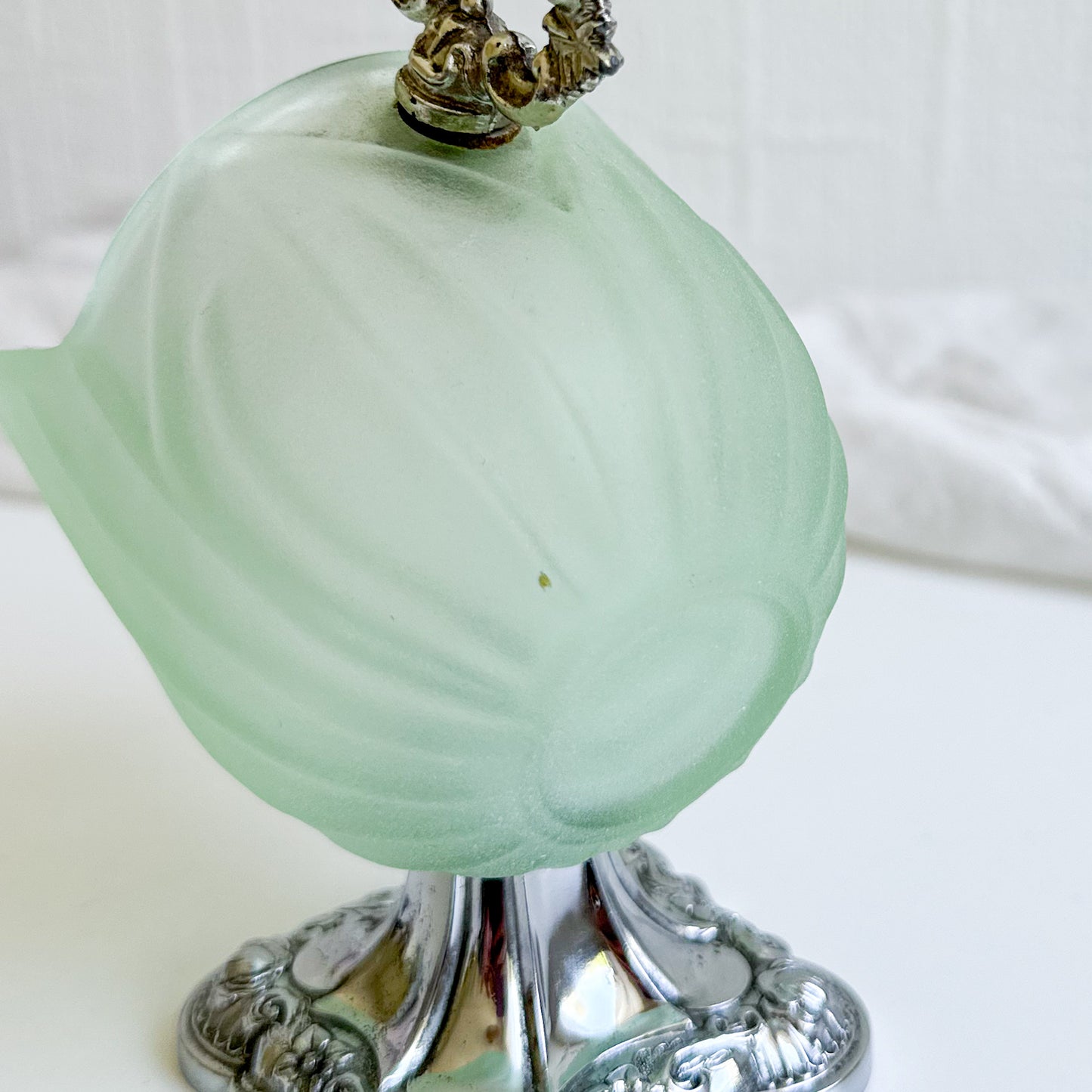 Green Frosted Glass Salt Cellar