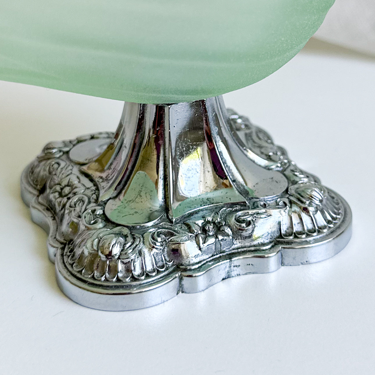 Green Frosted Glass Salt Cellar