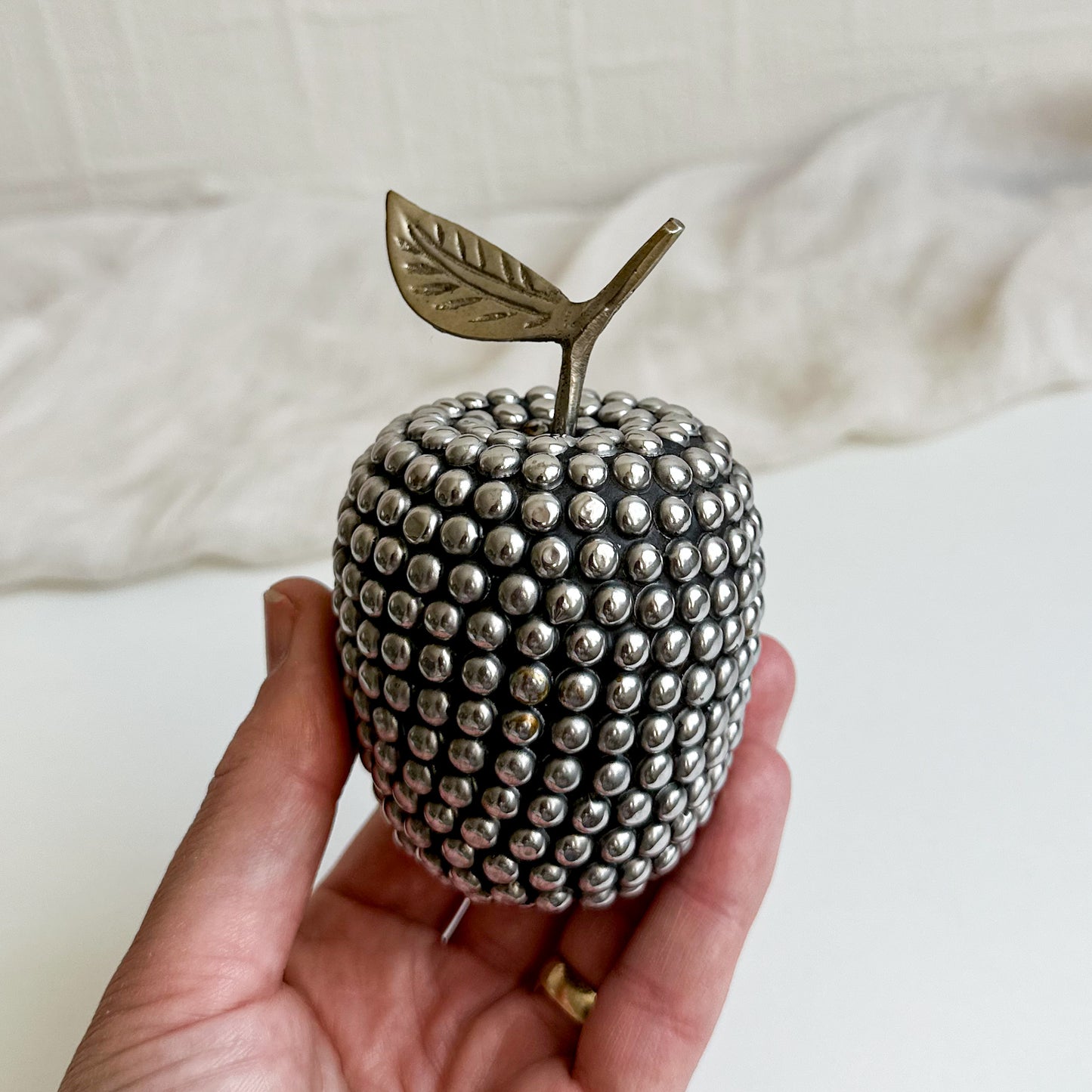 Studded Apple with Brass Leaf