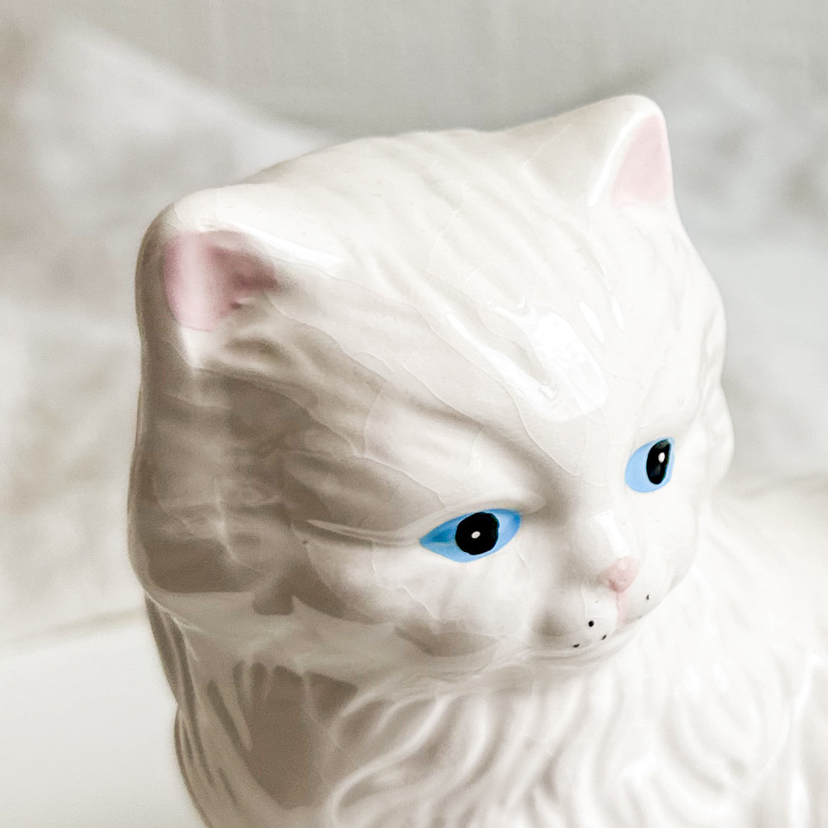 White Ceramic Cats Figurine