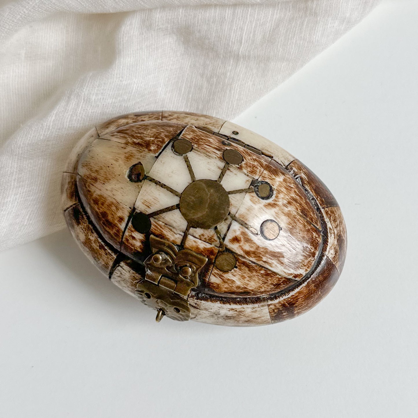 Horn Bone and Brass Small Box