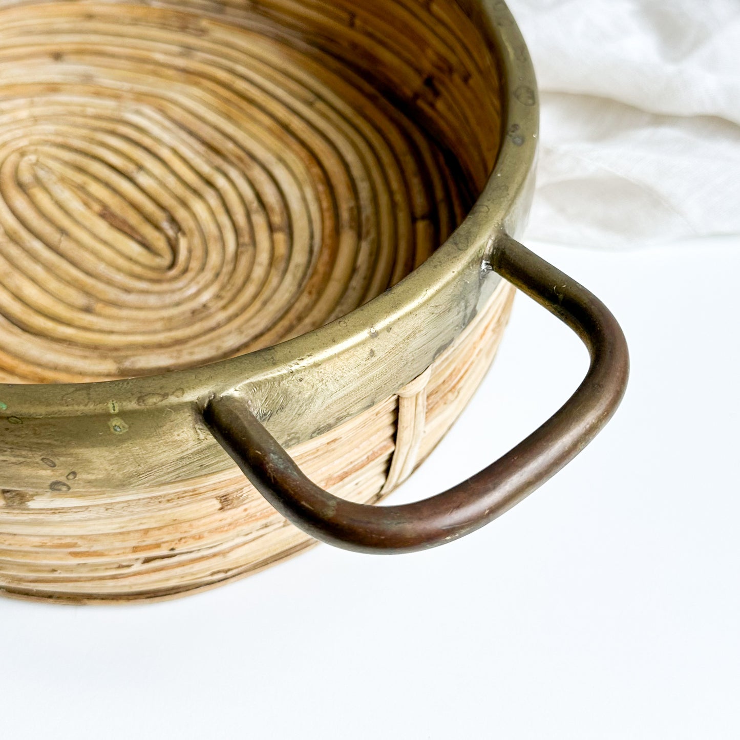 Italian Bamboo and Brass Basket